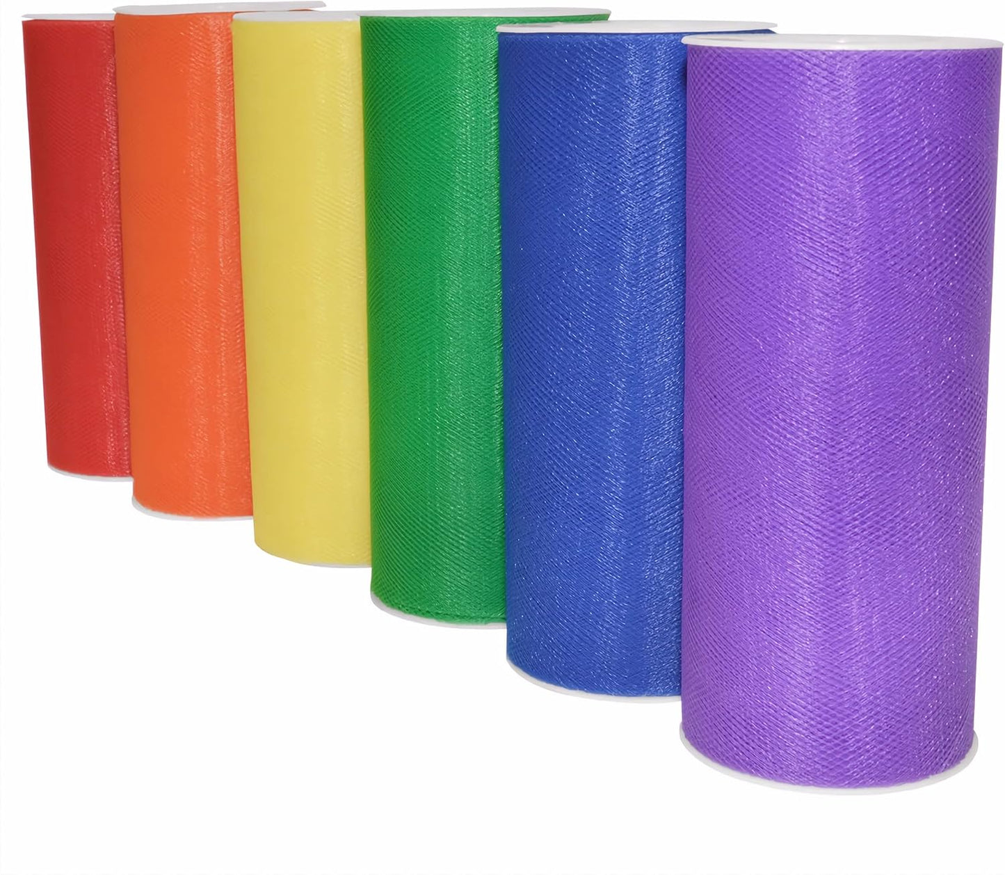 Rainbow Tulle Ribbon 6" x 150 YD - 6-Pack Nylon for Tutu Skirts & Pride Decor