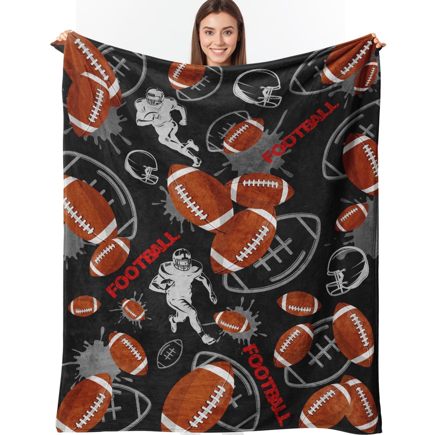 HUGTAIL Football Blanket ,Football Gifts for Boys,Football Team Gifts,Football Coach Gifts,Football Blanket Gifts,Football Team Football Lover Gifts for Women Men Adults 60"x50"