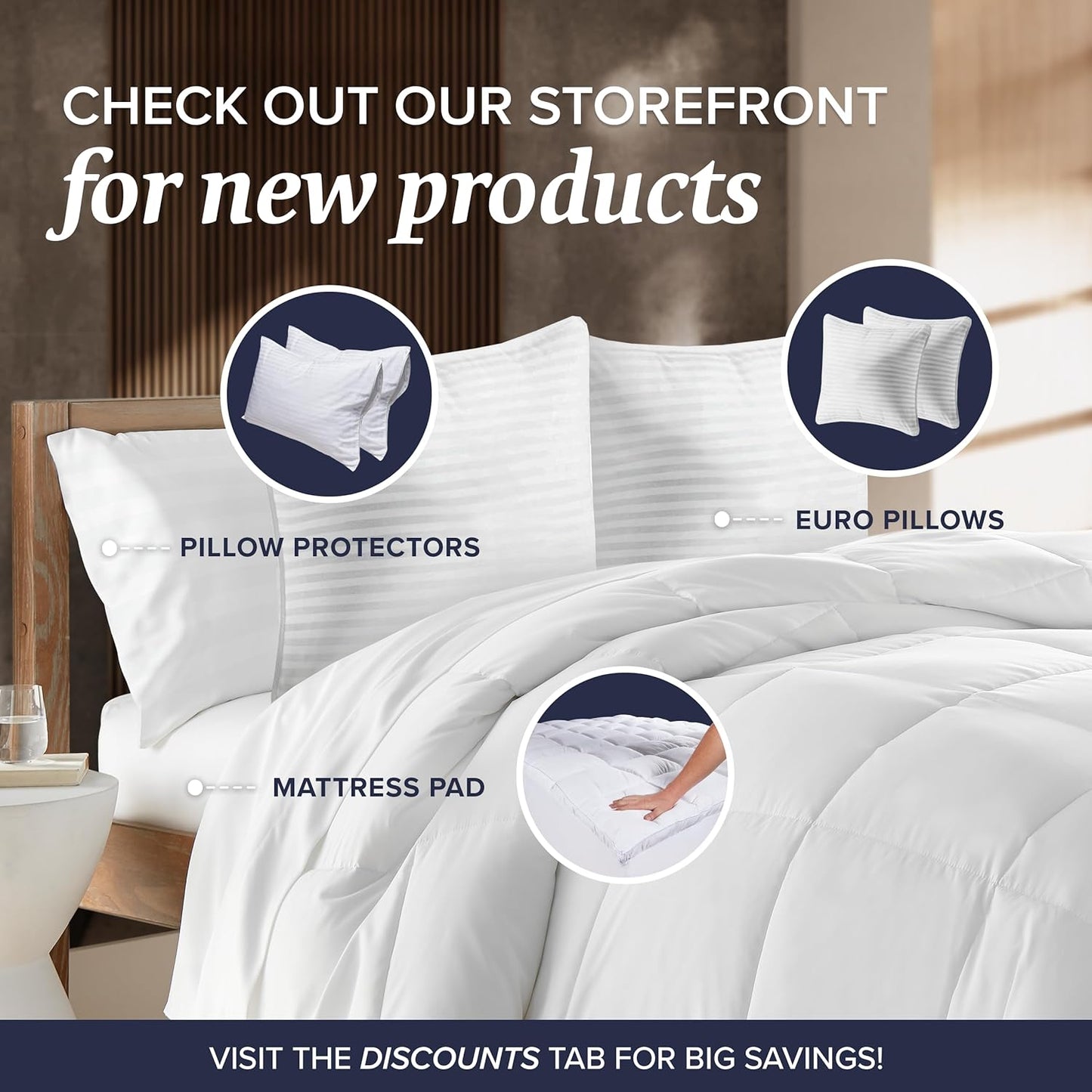 Beckham Hotel Collection Mattress Protector - Silent Waterproof Cotton Blend, Low-Profile Design, Queen Size