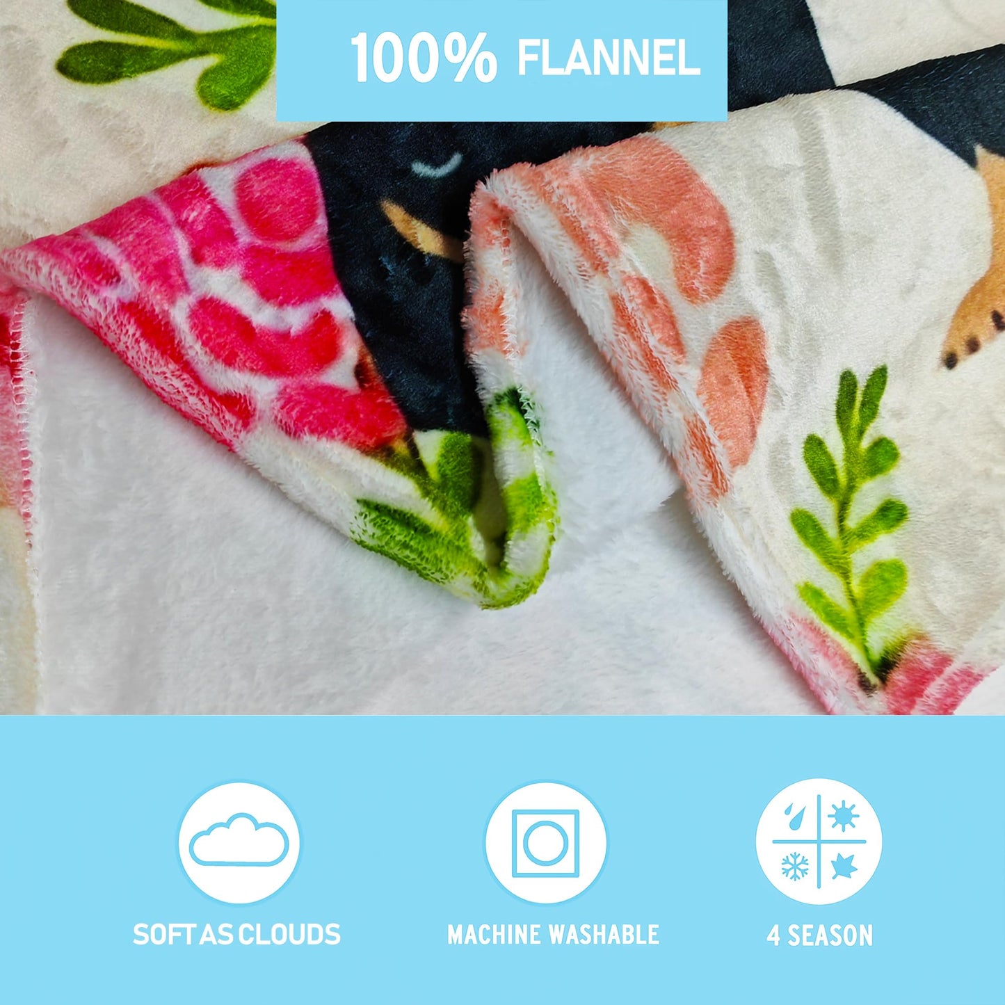 Koesnbre Cute Dachshund Blanket for Women Girls Kids Adults 50" x 60", Dog Flannel Throw for Sofa Couch Bed Living Room, Gifts for Animal Lovers