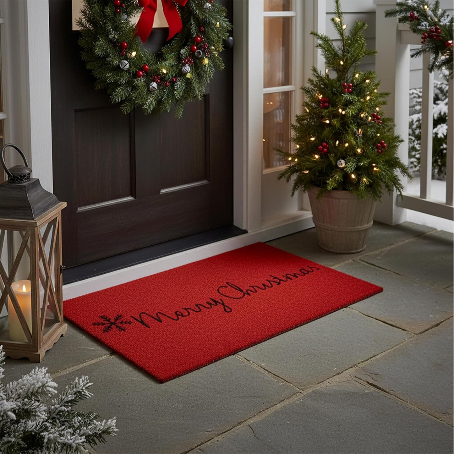 Red Merry Christmas Doormat - Calloway Mills 101781729 for Holiday Decor
