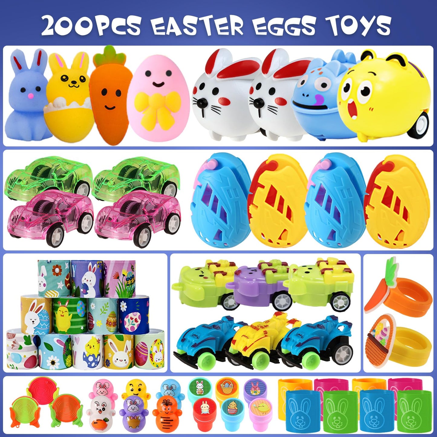 KPHNGB 200PCS Pre-Filled Easter Eggs with Toys, Easter Basket Stuffers, Bulk Filled Plastic Egg Party Favors, Easter Egg Hunt Prizes Toys for Kids Classroom Gift Toddler Goodie Bag Stuffers