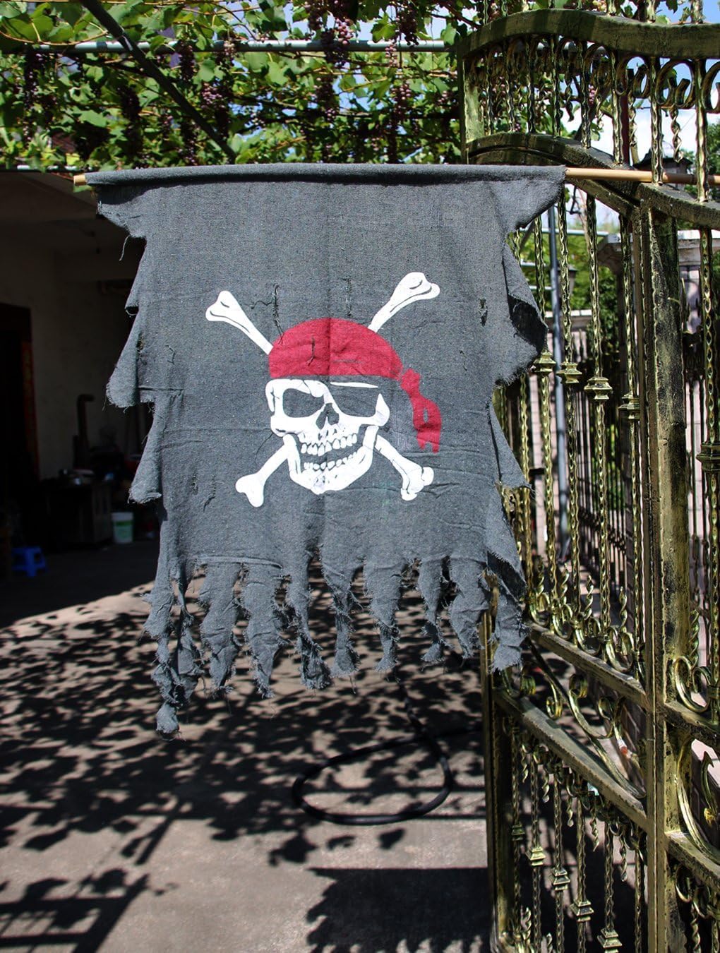 Large 3ft x 2.5ft Retro Pirate Flag - 2pcs Weathered Linen for Halloween & Kids Room Décor