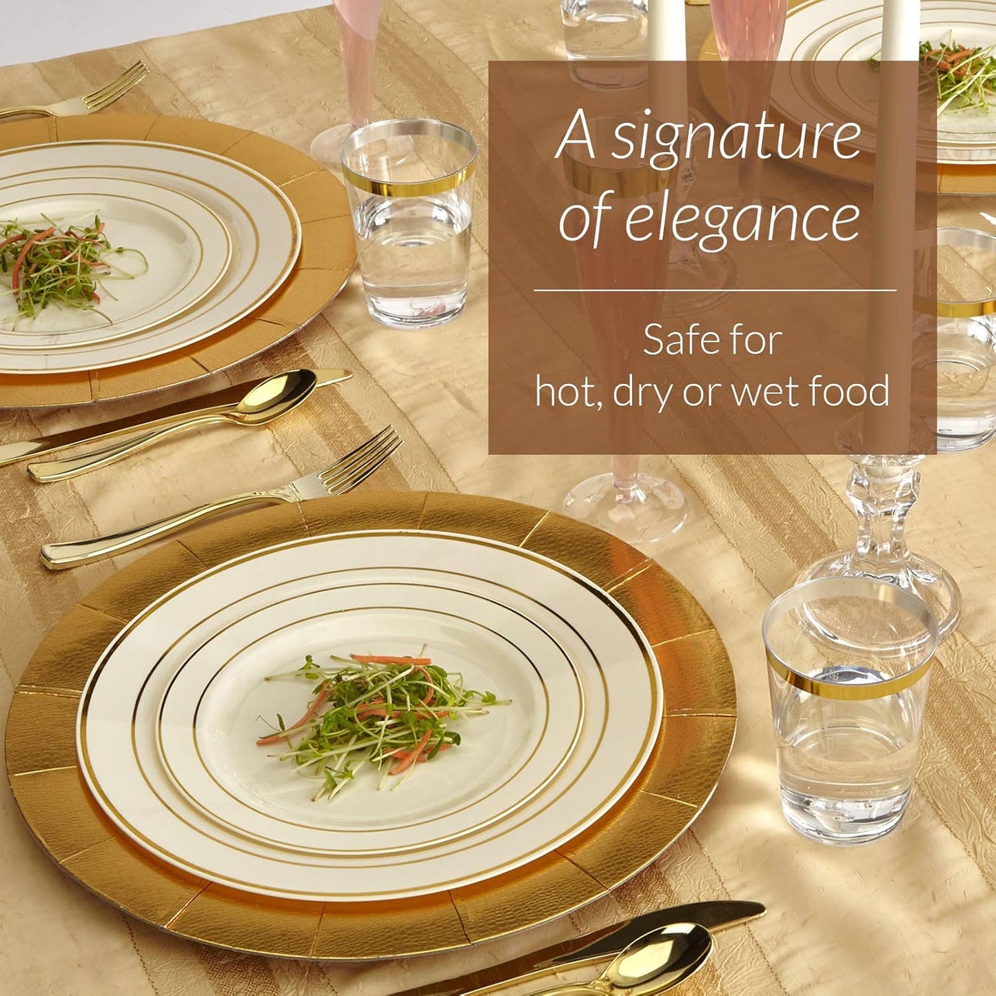 Elegant Silver Disposable Charger Plates Set - 10 Heavy Duty 13” Dinner Plates for Fine Dining & Celebrations