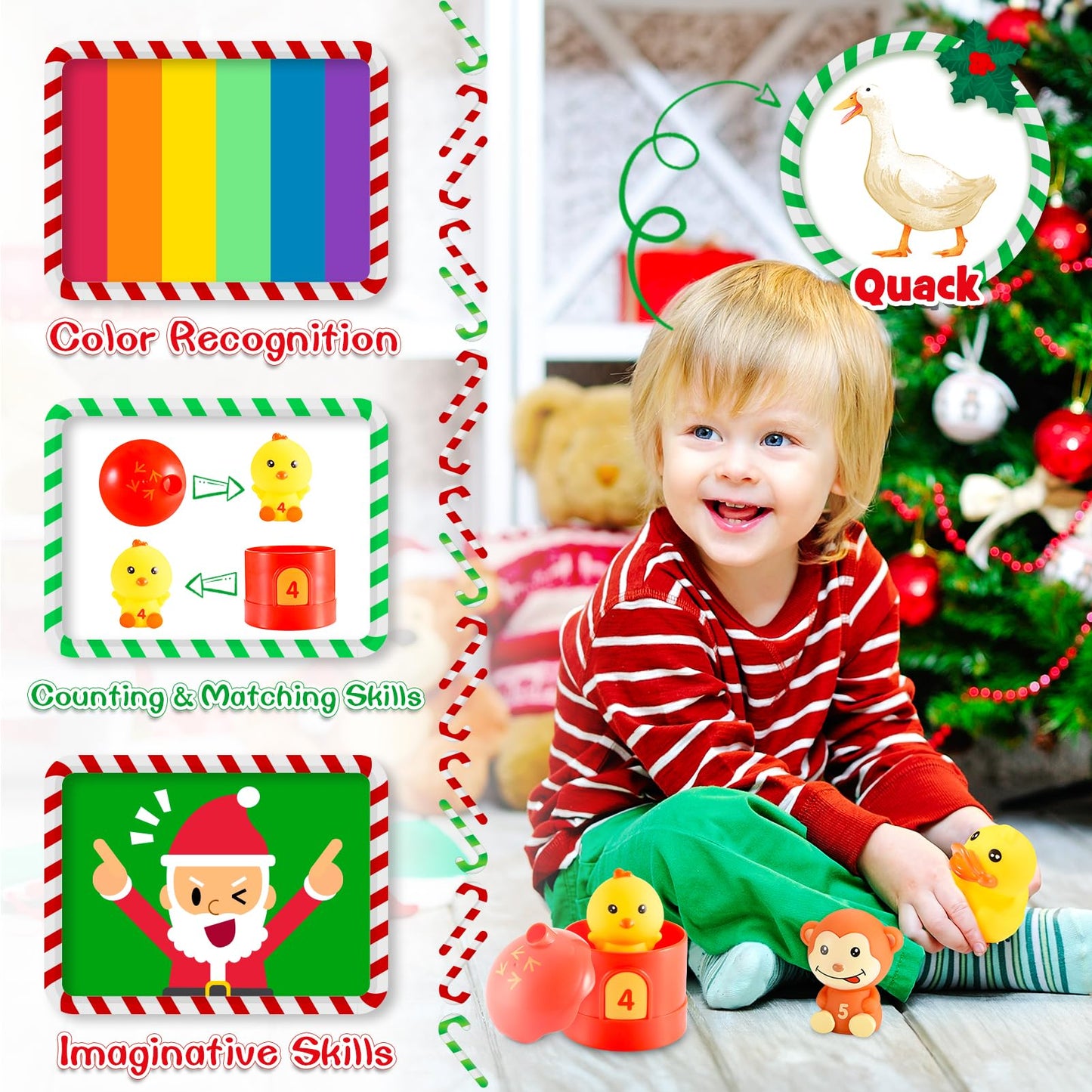 2025 Christmas Advent Calendar, 24 Days Countdown Calendars Finger Puppets with Farm Animal Toys for Toddlers Preschool Learning Educational Toys Xmas Gifts for 1-3 Year Olds Boys Girls Montessori Toy