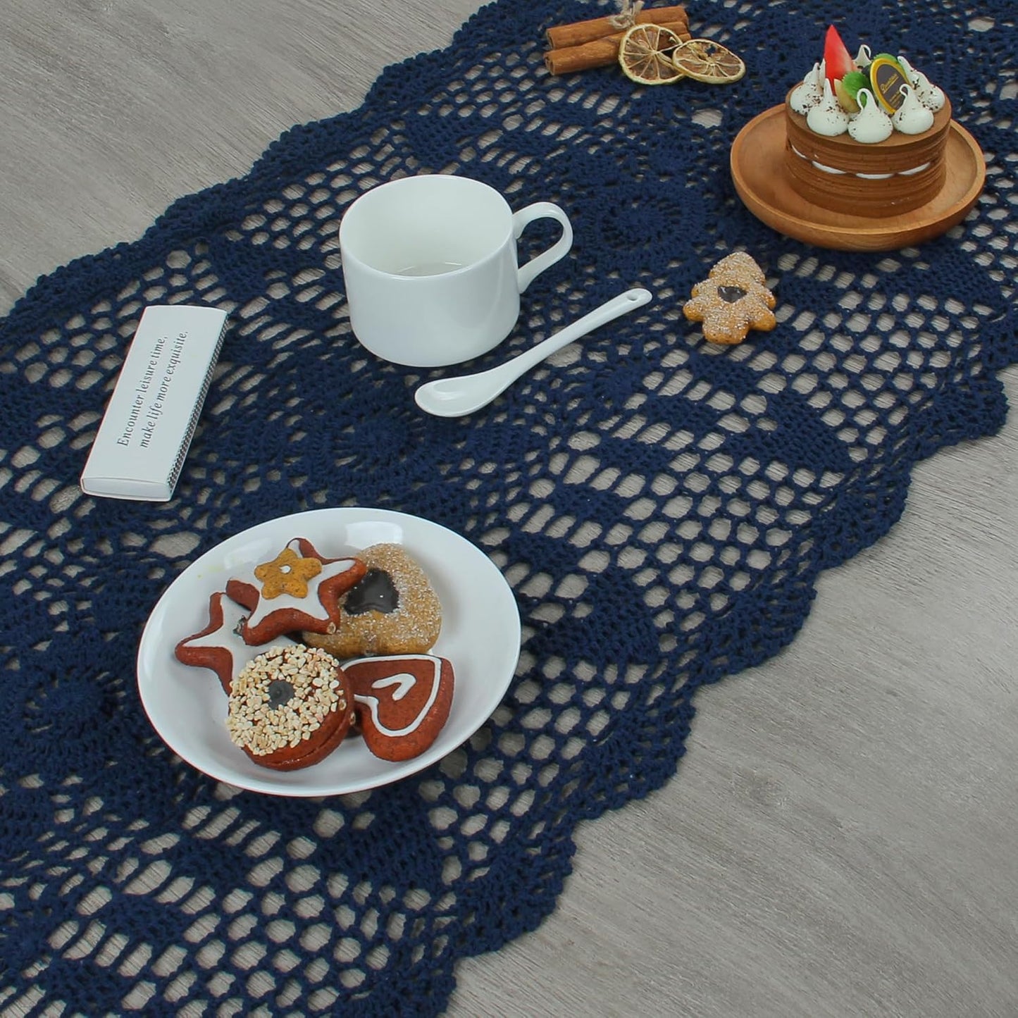 Handmade Crochet Lace Table Runner 15x51 Inch - Elegant White Décor
