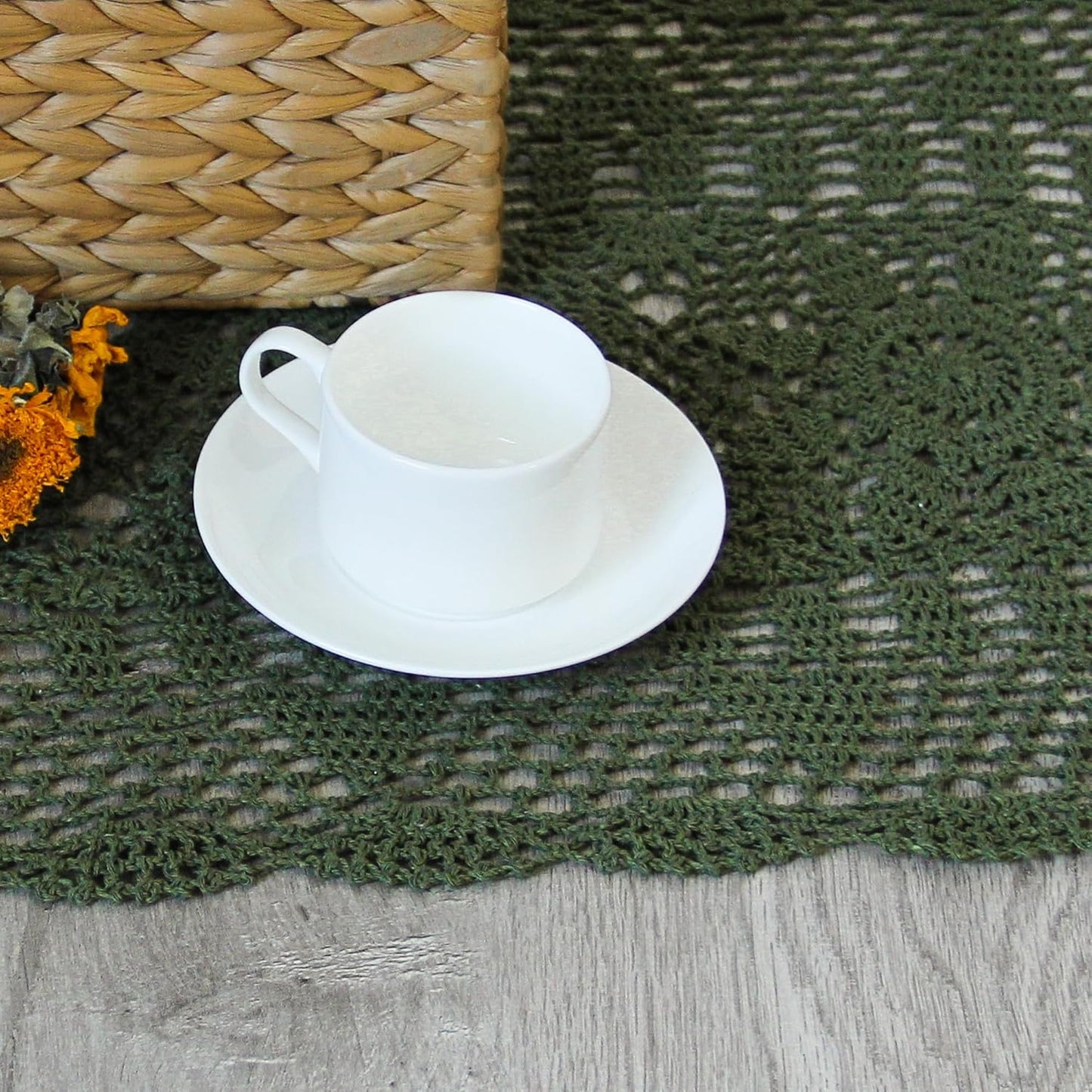 Handmade Crochet Lace Table Runner 15x51 Inch - Elegant White Décor