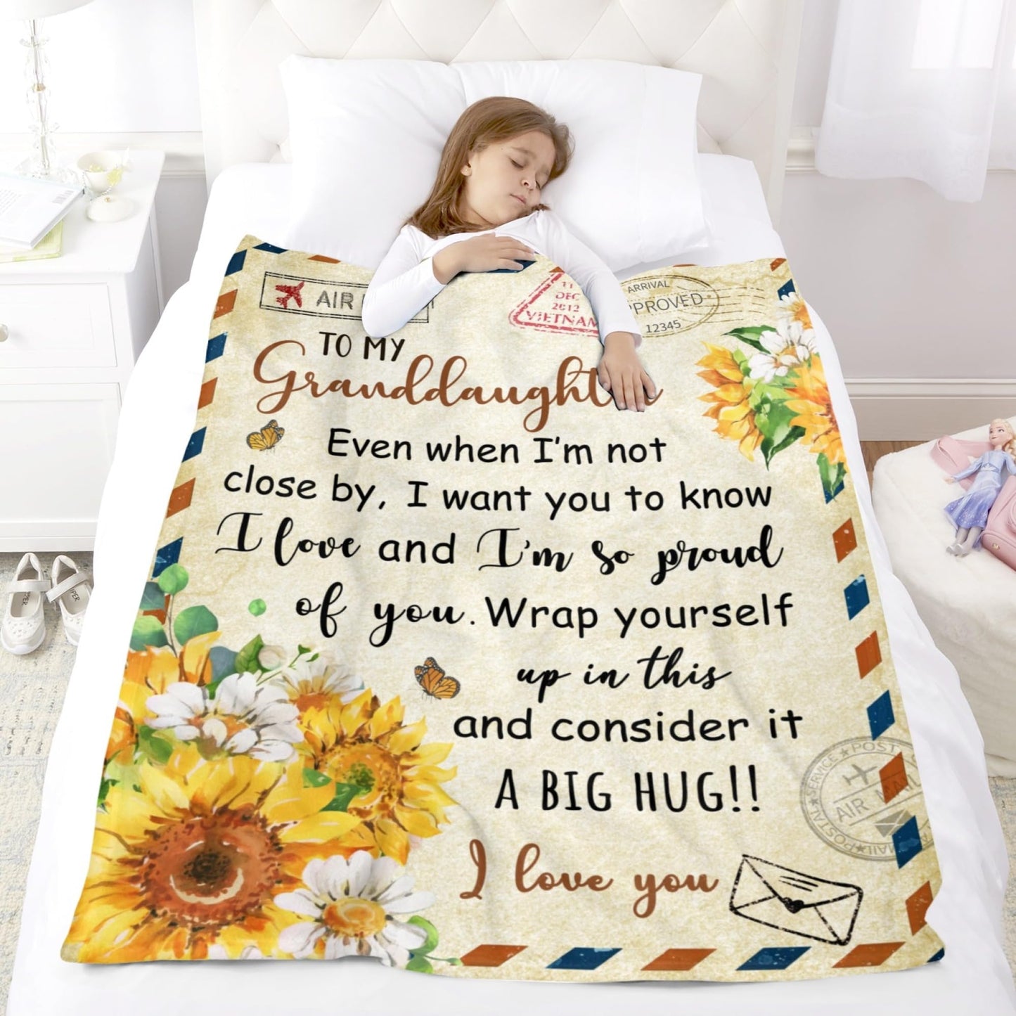 HJKGYHBJ Granddaughter Gifts from Grandma, Granddaughter Gift Blanket, Birthday Graduation Gifts for Granddaughter from Grandparents, Christmas to My Granddaughter Blanket 50''x60''