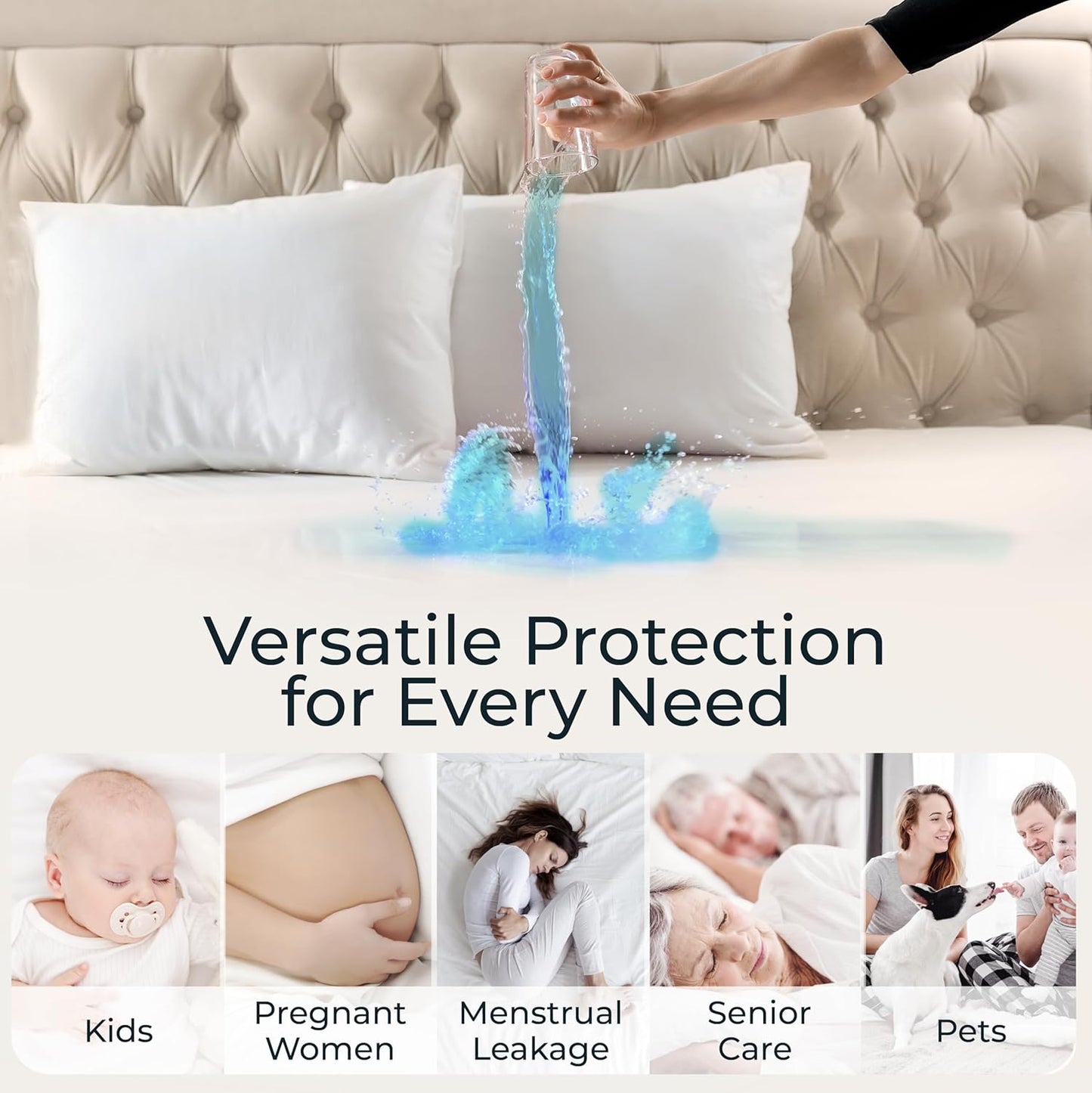 Skiennix Twin Waterproof Mattress Protector - Noiseless, Breathable, Machine Washable Fitted Cover | Deep Pockets up to 15”