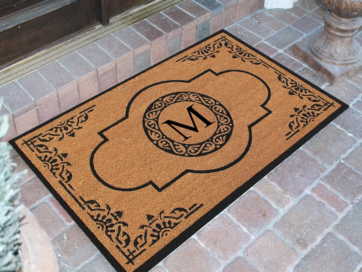 A1HC Natural Coir Monogrammed Door Mat For Front Door, 30x48, Anti-Shed Treated Durable Doormat for door Entrance, Heavy Duty, Thin Profile, Easy to Clean, Long Lasting, Front Door Entry Doormat