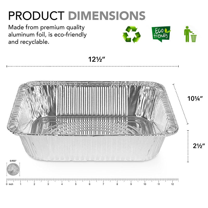 Stock Your Home Made in USA Aluminum Pans 9x13 Disposable Foil Pans (30 Pack) - Half Size Steam Table Deep Pans - Tin Foil Pans Great for Cooking, Heating, Storing, Prepping Food