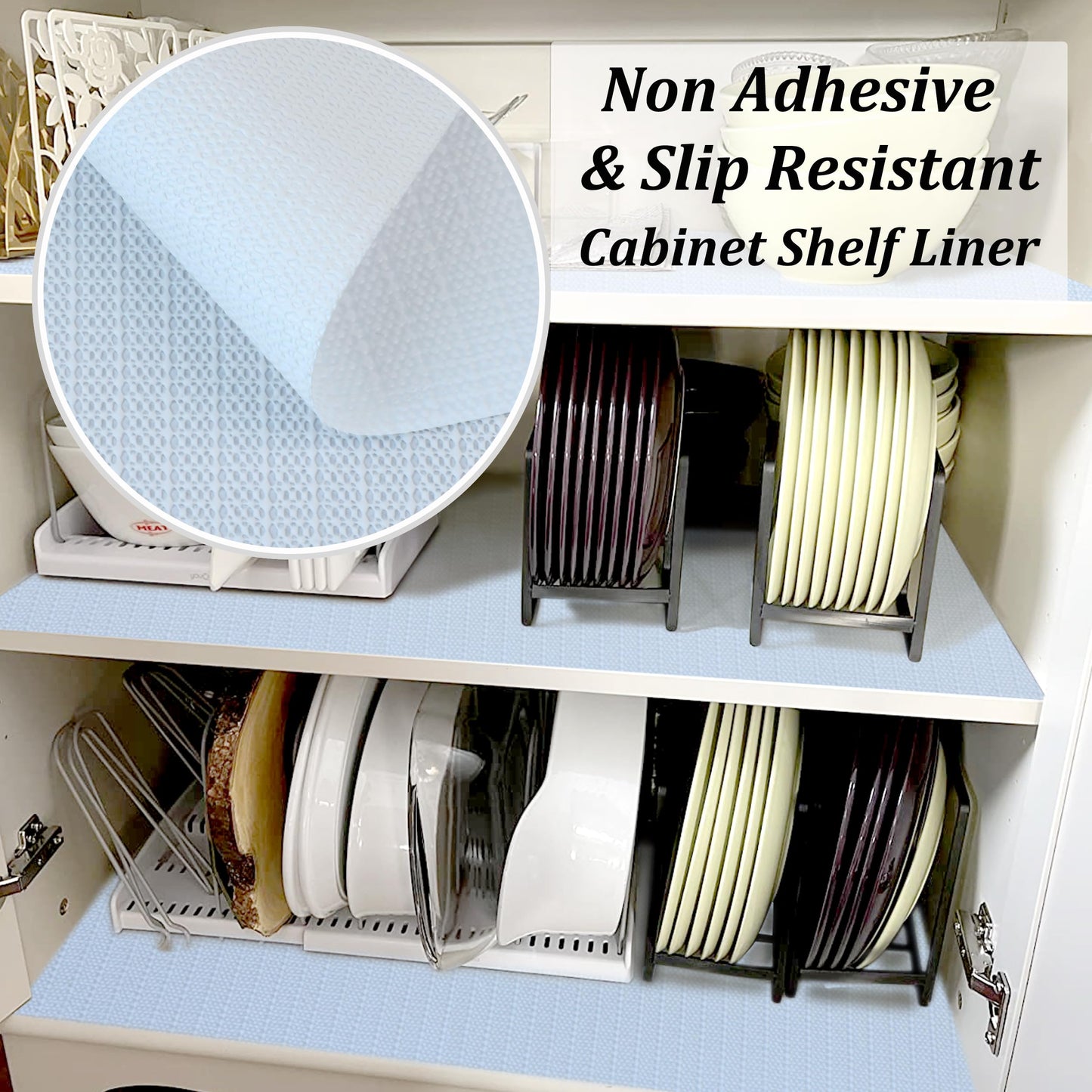 Cabinet Liners for Shelves Non Slip Waterproof Drawer Liners 20 Inch Wide X 20 Ft White Non Adhesive Shelf Liners for Kitchen Bathroom Washable Cabinet Mats for Refrigerator Cupboard Pantry Closet