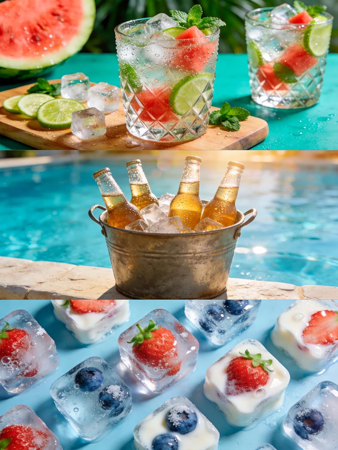 Skiennix Silicone Ice Cube Trays - Easy Release, Stackable & Reusable | 4 Pack with Lids for Cocktails & Whiskey