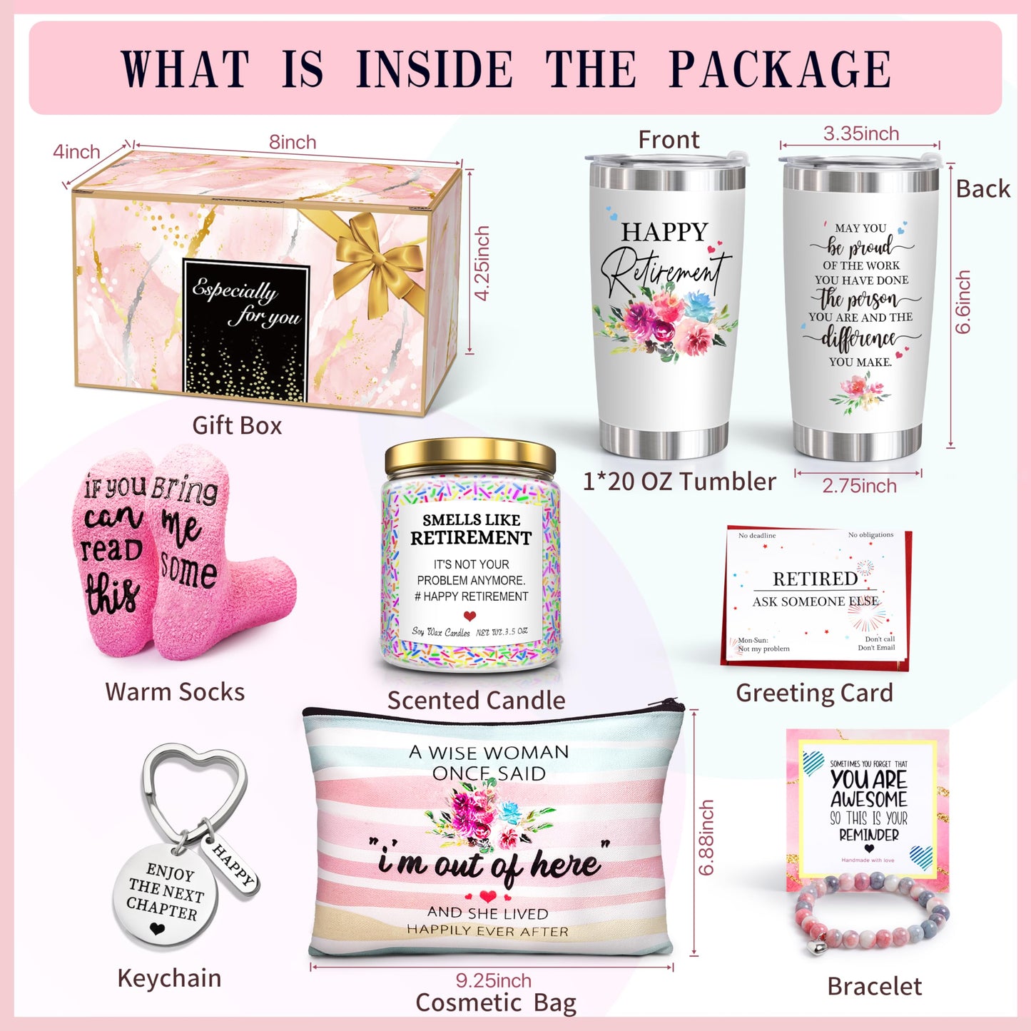 Retirement Gifts for Women 2024-Happy Retirement Gifts for Retirees,Teachers,Coworker,Nurses,Mom,Grandma,Unique Retired 20OZ Tumbler Gifts Ideas for Coworkers Office & Family