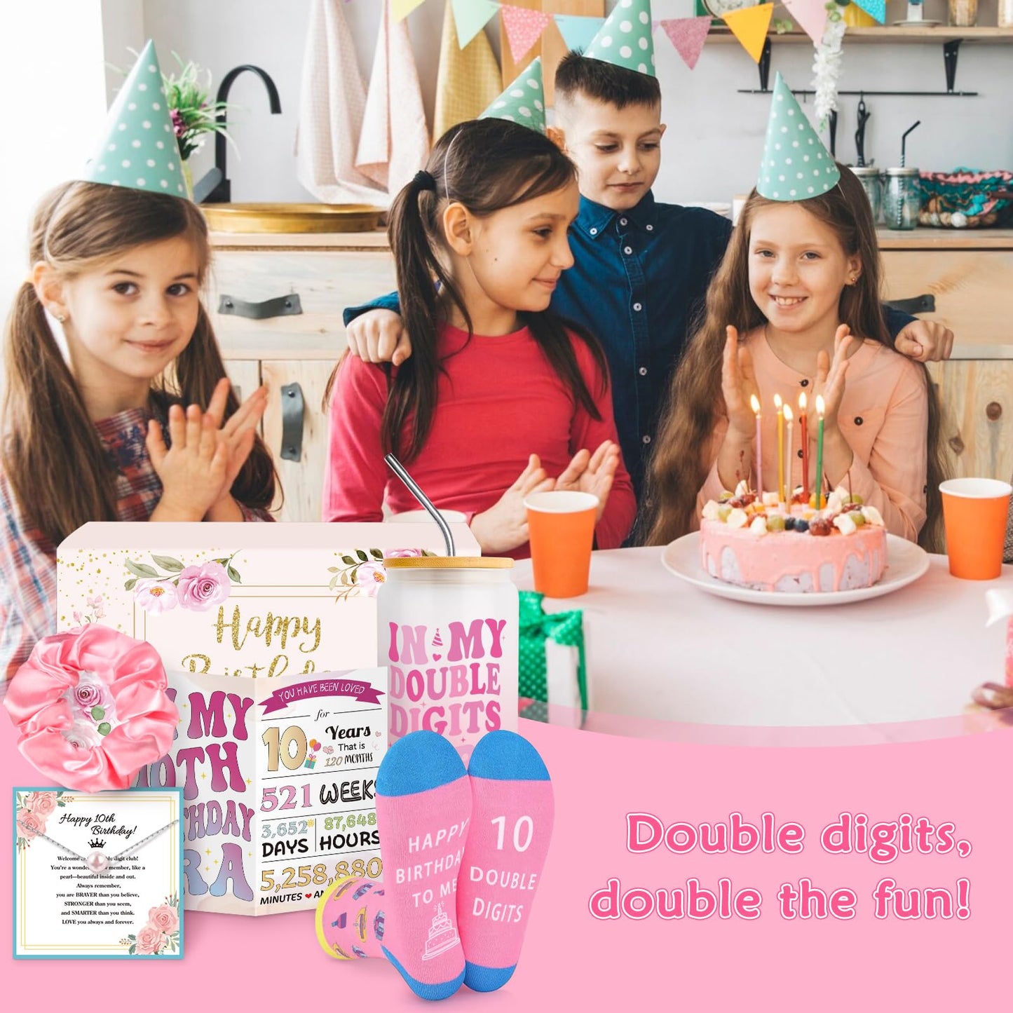 9 Year Old Girl Birthday Gifts, Cute Presents for 9 Year Old Girls, Unique Tween Girl Gift Ideas for 9th Girls w/ 16oz In My 9th Birthday Era Glass