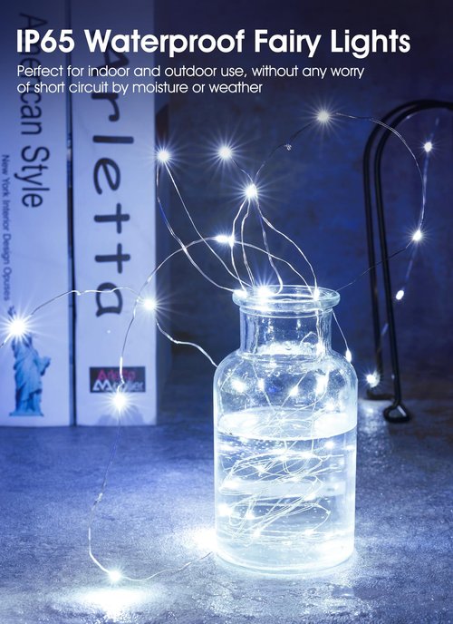 Brightown 12 Pack Led Fairy Lights Battery Operated String Lights Waterproof Silver Wire 7 Feet 20 Led Firefly Starry Moon Lights for DIY Wedding Party Bedroom Patio Christmas (12 Pack, White)