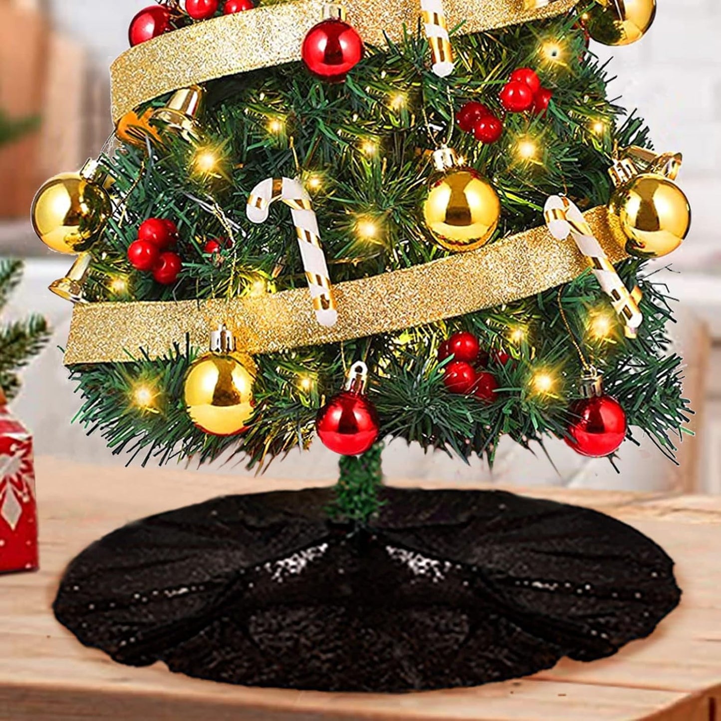48-Inch Silver Sequin Christmas Tree Skirt - Reusable Holiday Decor for Festive Parties