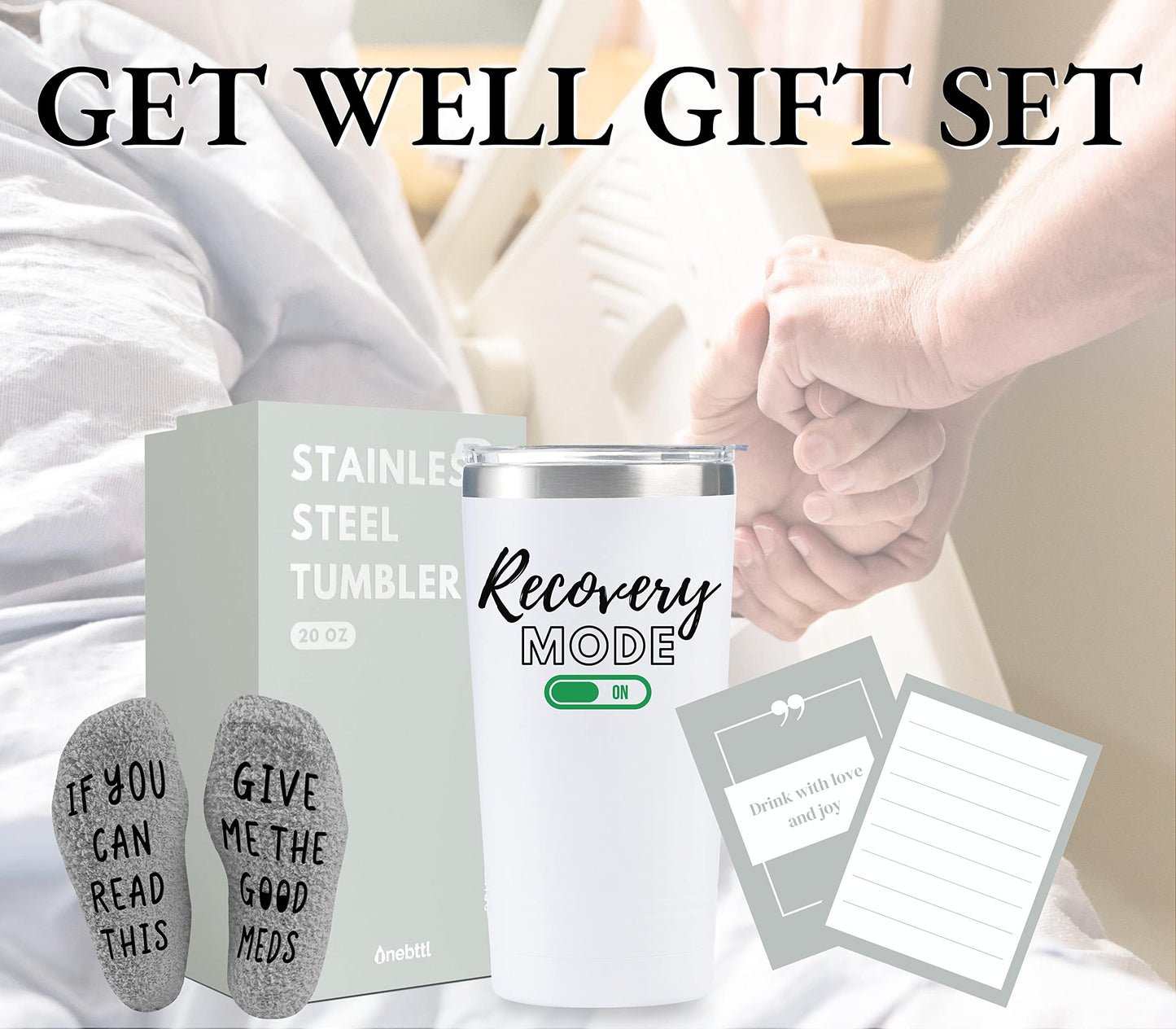 Funny Get Well Soon Gifts for Women, Men, 20oz Hospital Mug, Surgery Recovery Gifts for Chemo Patients, Comes With Socks Saying If You Can Read This, Bring Me