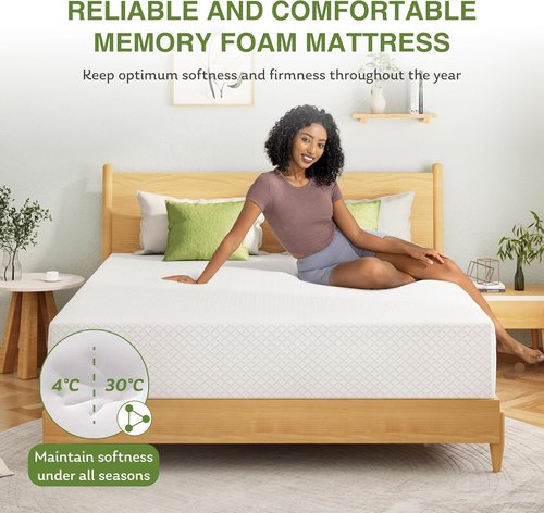 EGOHOME Twin XL Memory Foam Mattress - 12 Inch Cooling Gel Bed with Medium Firm Support | CertiPUR-US Certified, 80''L x 38''W, White