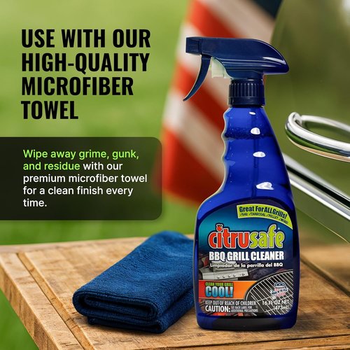 Citrusafe Grill Cleaning Kit - 16oz Cleaner Spray, Scrubber 3-Pack & Nylon Brush | BBQ & Oven Tools