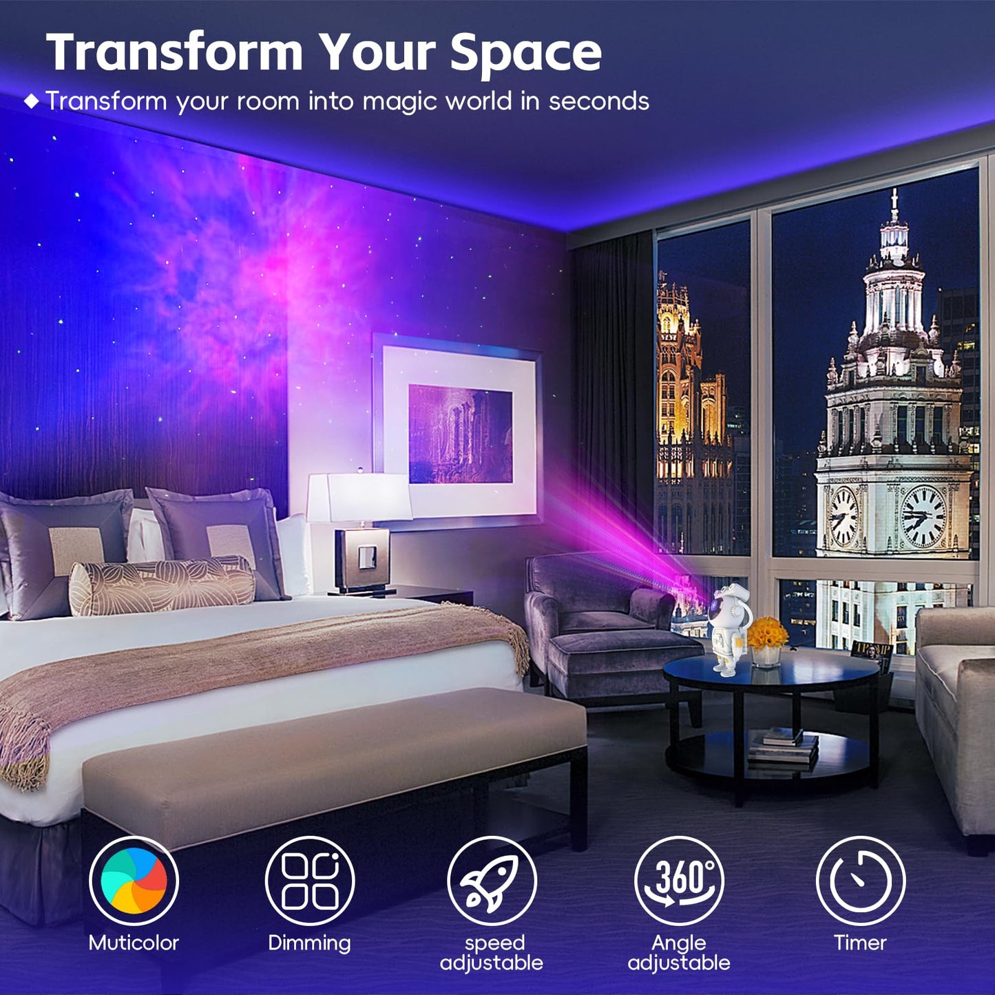 Astronaut Projector, Space Projector for Bedroom Star Night Light, Galaxy Lights for Bedroom Aesthetic, Space Buddy Room Decor Accessories, Tiktok Trend Gift for Kid Adult