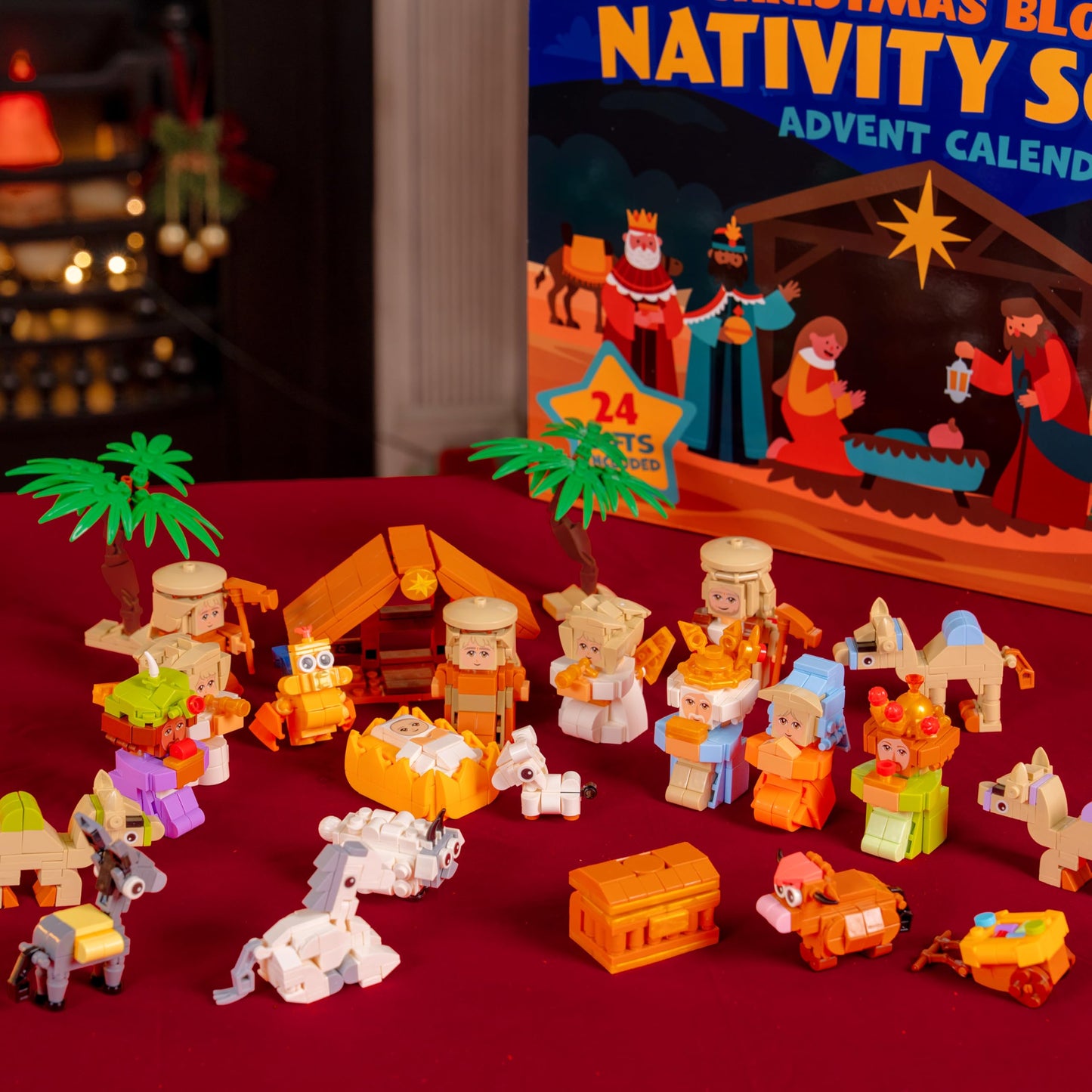 JOYIN 2025 Christmas Advent Calendar Nativity Figurine Set, Christmas Countdown Nativity Scene Set, 24 PCS Xmas Story Christian Religious Advent Calendar
