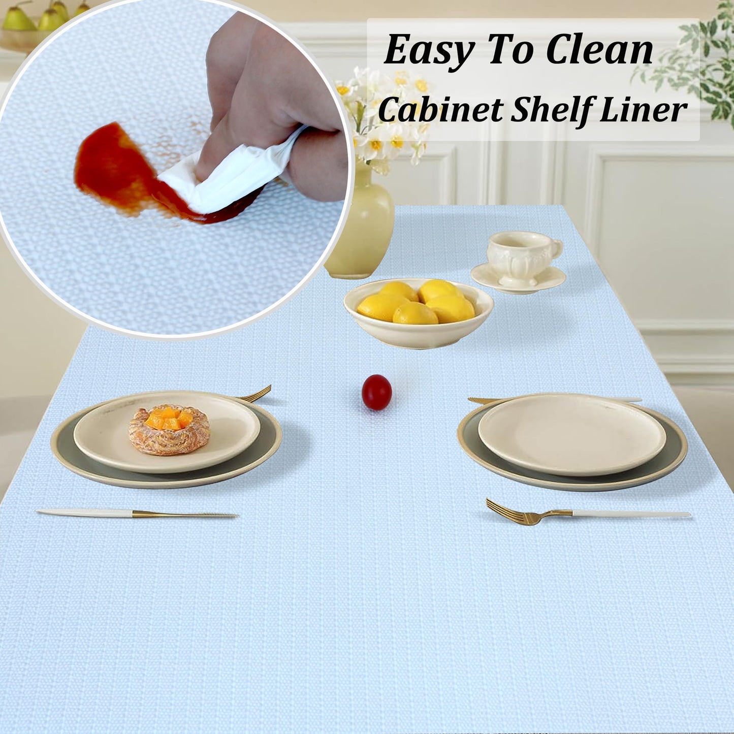 Cabinet Liners for Shelves Non Slip Waterproof Drawer Liners 20 Inch Wide X 20 Ft White Non Adhesive Shelf Liners for Kitchen Bathroom Washable Cabinet Mats for Refrigerator Cupboard Pantry Closet