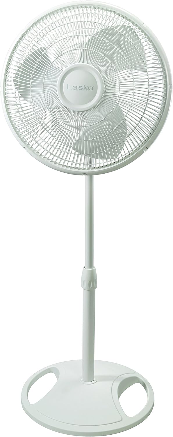 Lasko Elegance and Performance Pedestal Stand Fan, 3-Speeds, 90 Degree Oscillation, Adjustable Height, Timer, Remote for Indoor, Bedroom, Living Room, Home Office, Dorm Use, 18 Inch, White, 1850