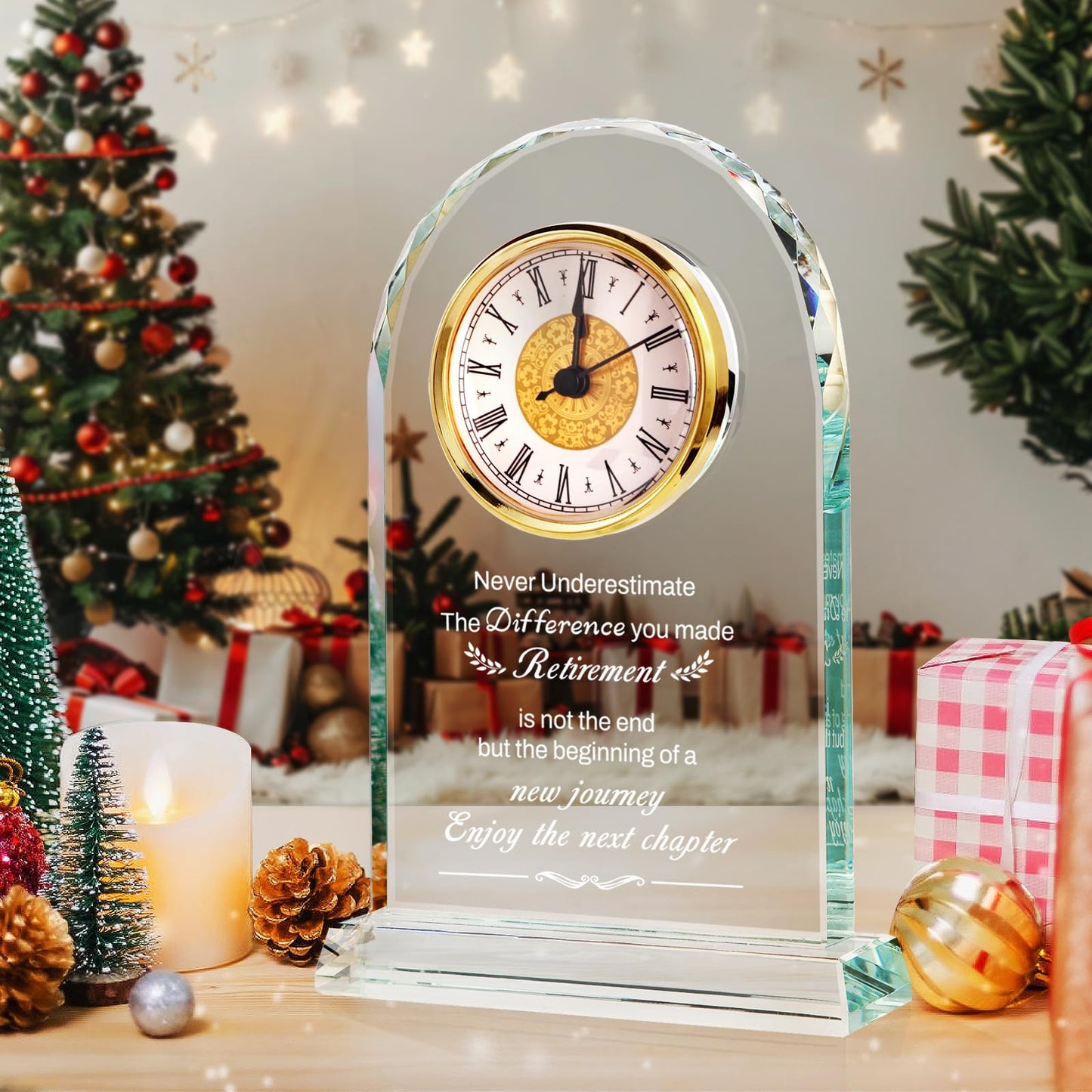 Retirement Gift for Woman & Men - Quartz Desk Clock 2025 Happy Christmas Retirement Gifts for Retired Friends Coworker, Boss, Leader, Employee Leaving Going Away Gift (Enjoy the Next Chapter)