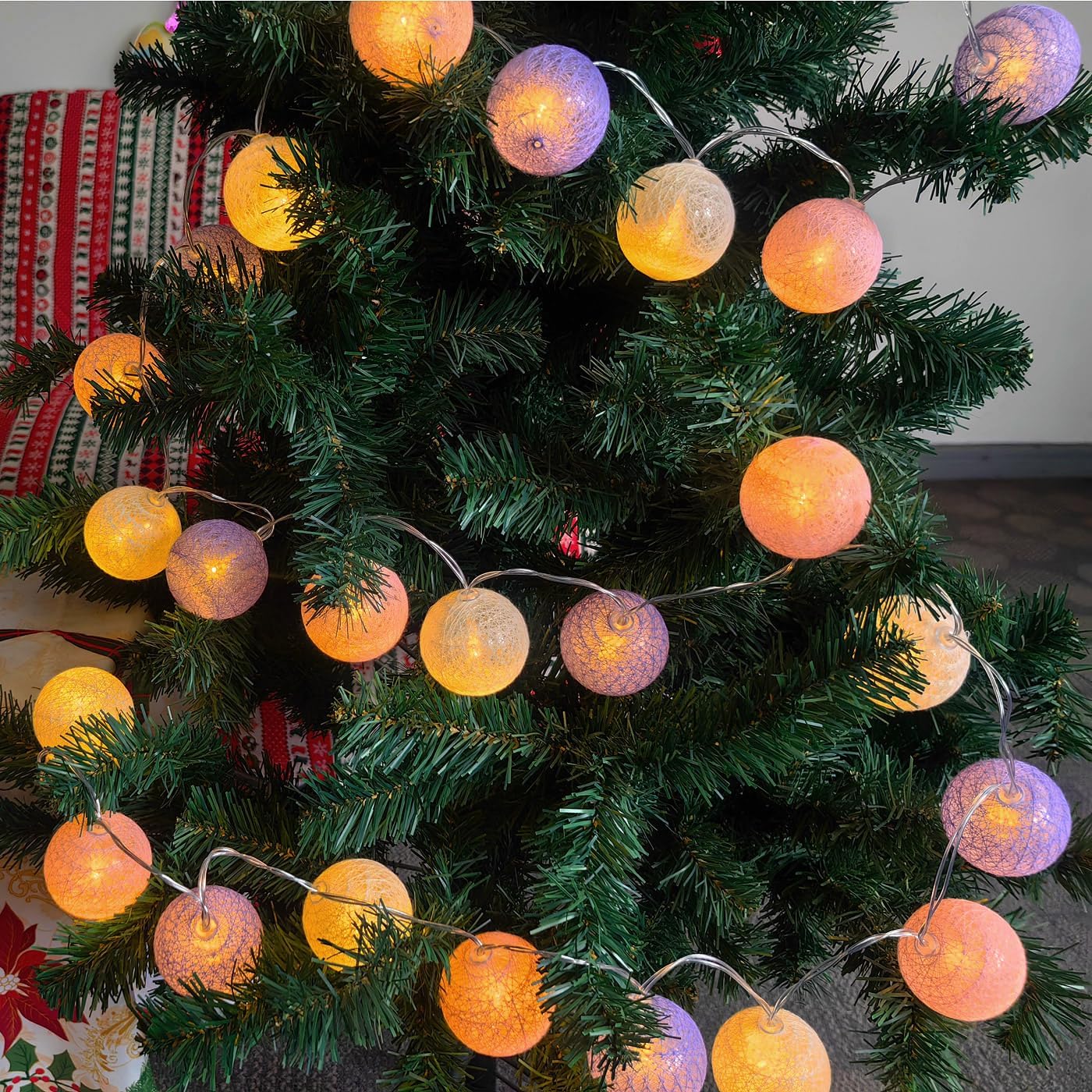 30-Count Battery Operated LED Fairy Lights - 10ft Yellow, Orange & White String Lights for Garden Decor