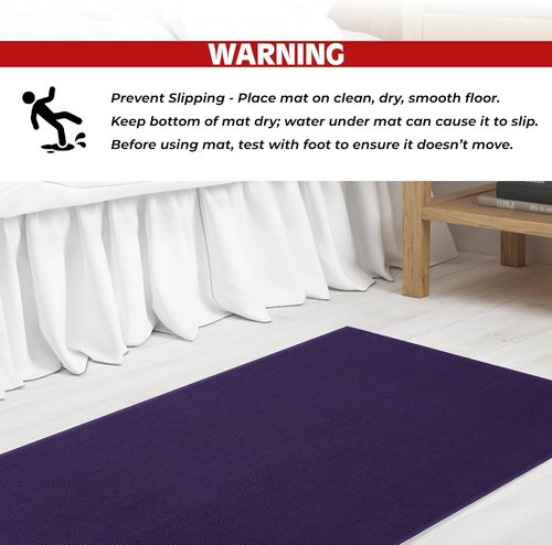 Cotton Paradise 100% Cotton Bath Mat - Non-Slip, Soft & Absorbent | Quick-Dry, 20x34 Inch, Purple