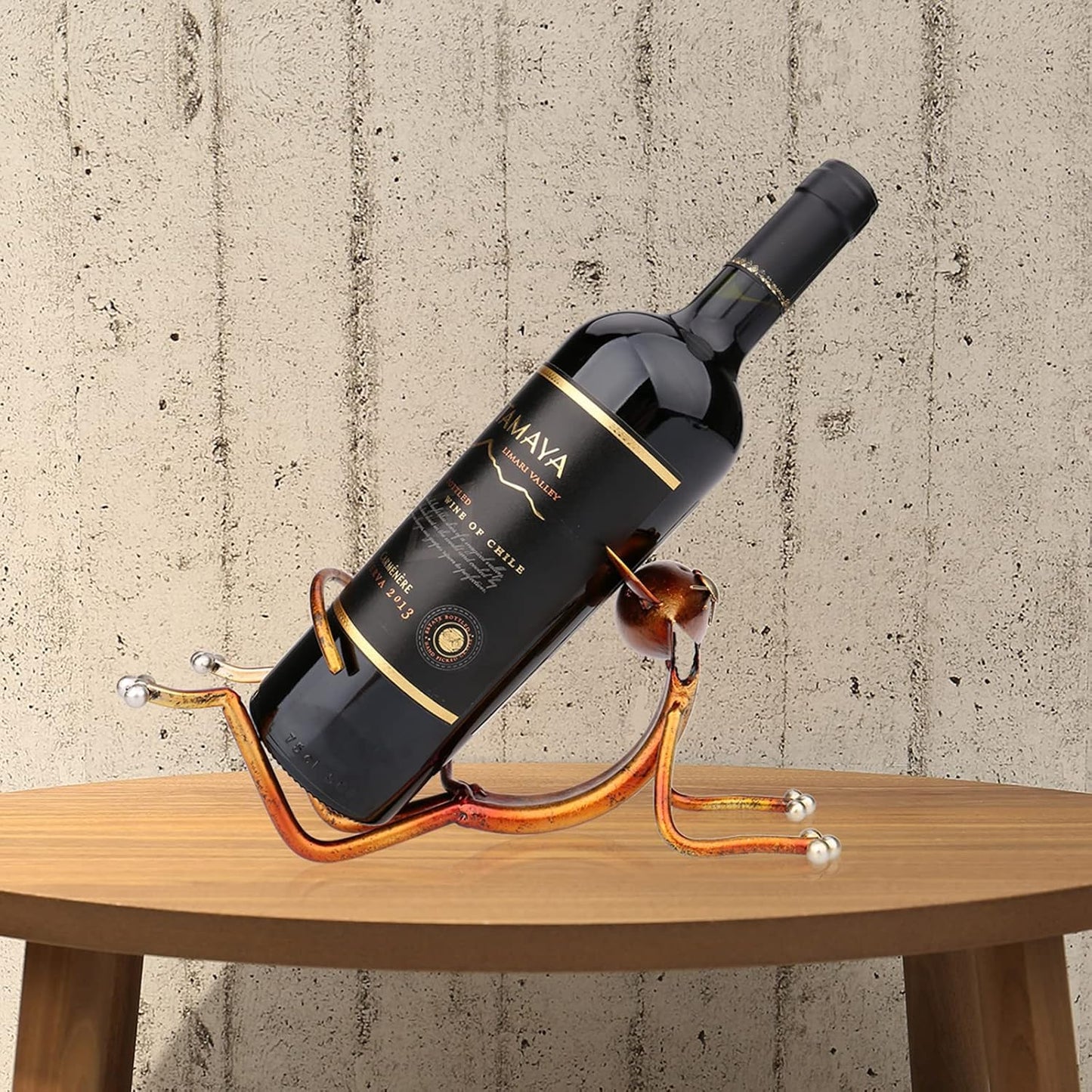 Yoga Cat Metal Sculpture Wine Bottle Holder - Unique Handcrafted Gift for Cat Lovers