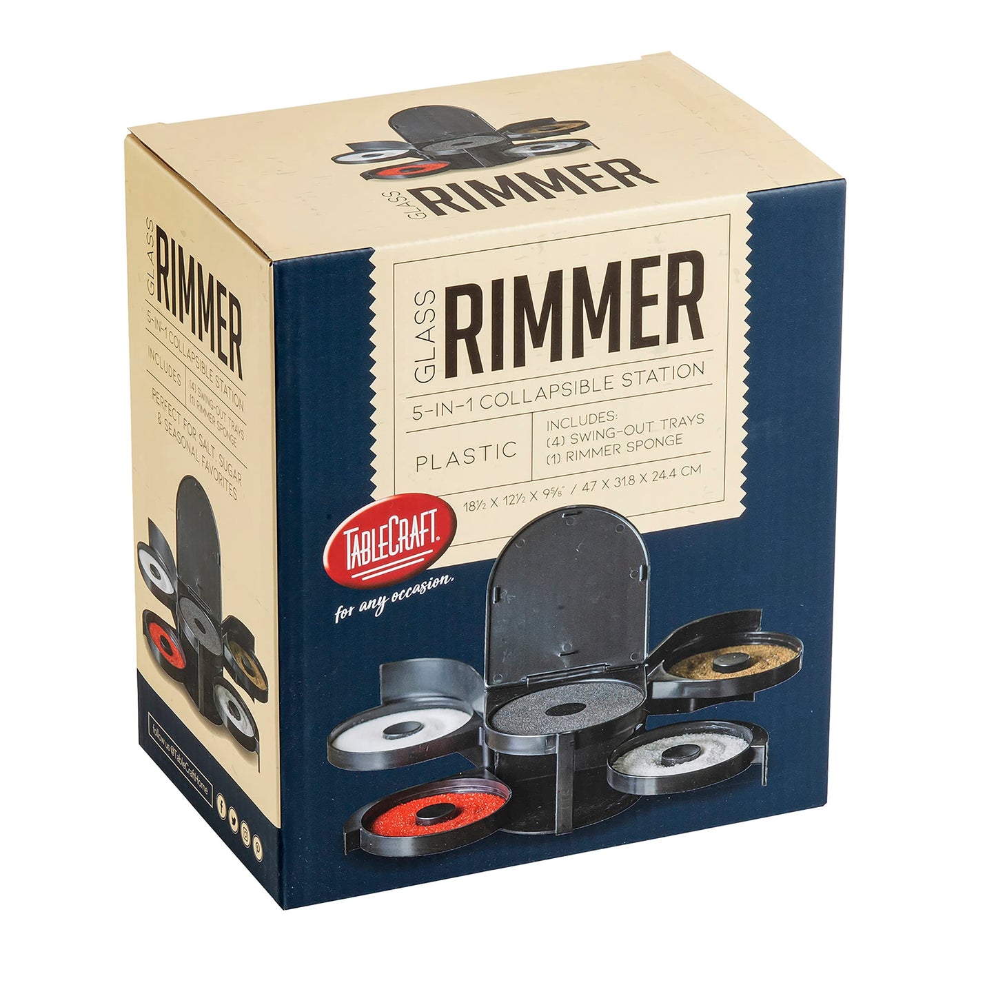 Tablecraft Glass Rimming Station with 5-Swing Out Trays (H5633), 2.3, Black