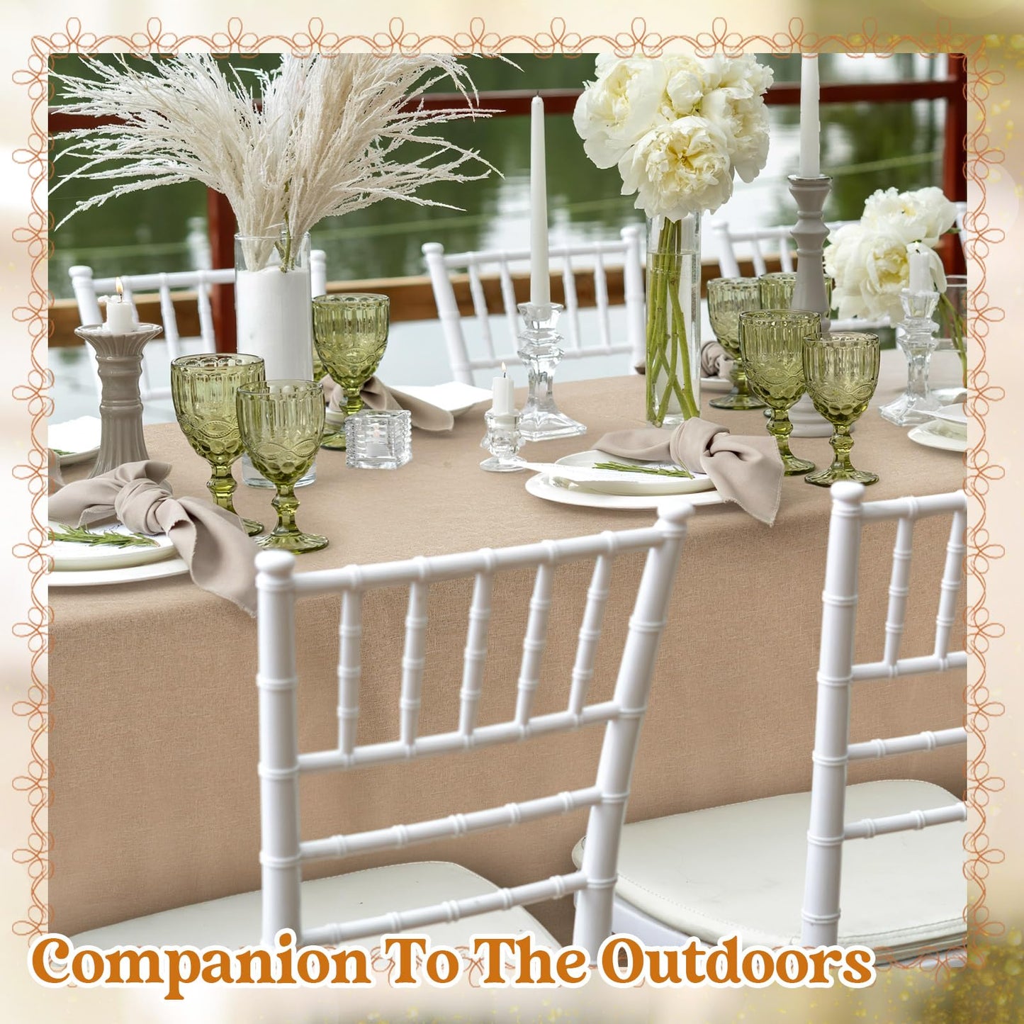 Preboun 6 Pack Wedding Rectangle Linen Tablecloth Bulk 60 x 102 Inch Polyester Faux Linen Tablecloths Washable Burlap Tablecloth for Birthday Farmhouse Dining Table Party (Natural Color,60*102 Inch)