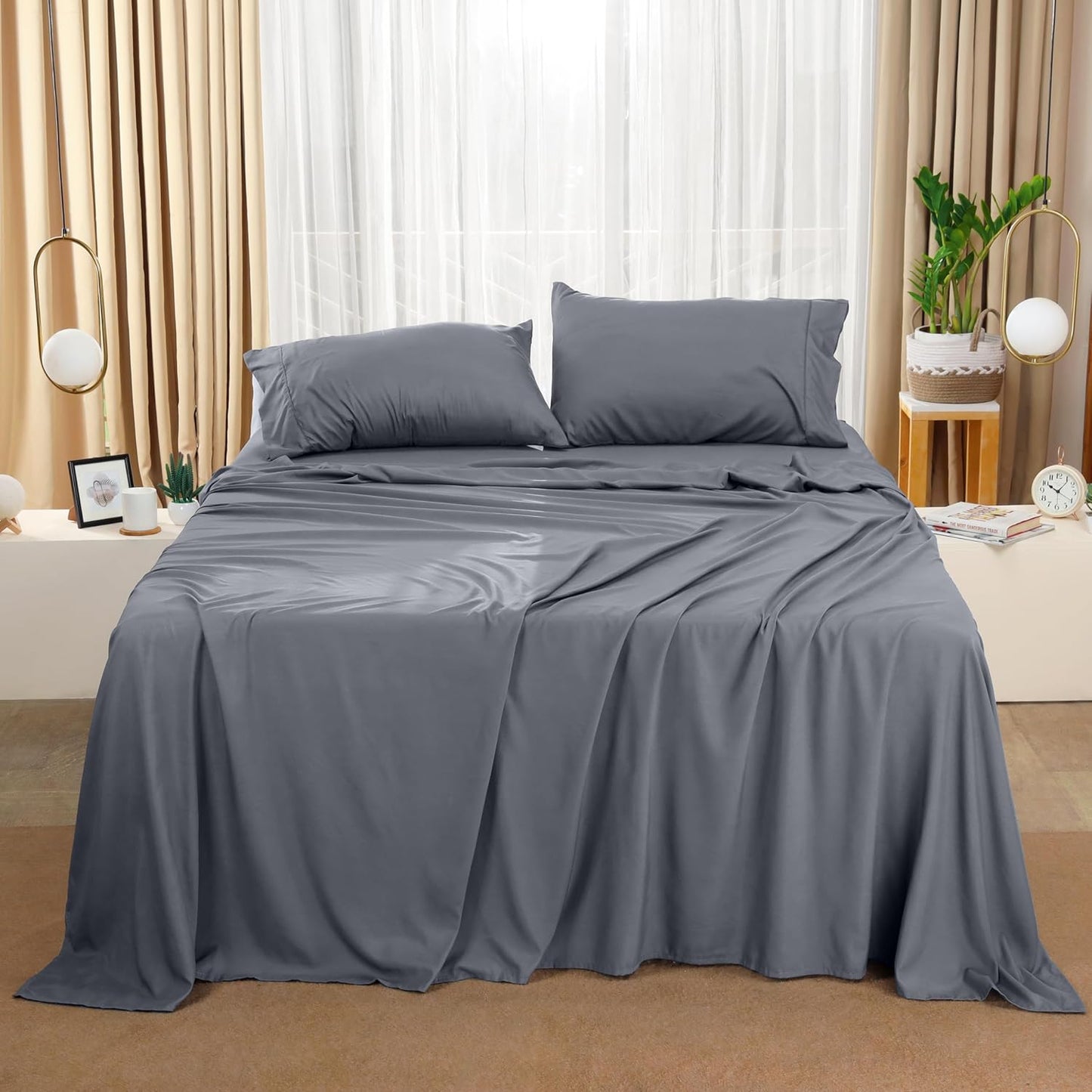 Utopia Bedding Queen Bed Sheets Set - Soft Brushed Microfiber | Fade & Shrink Resistant - Grey