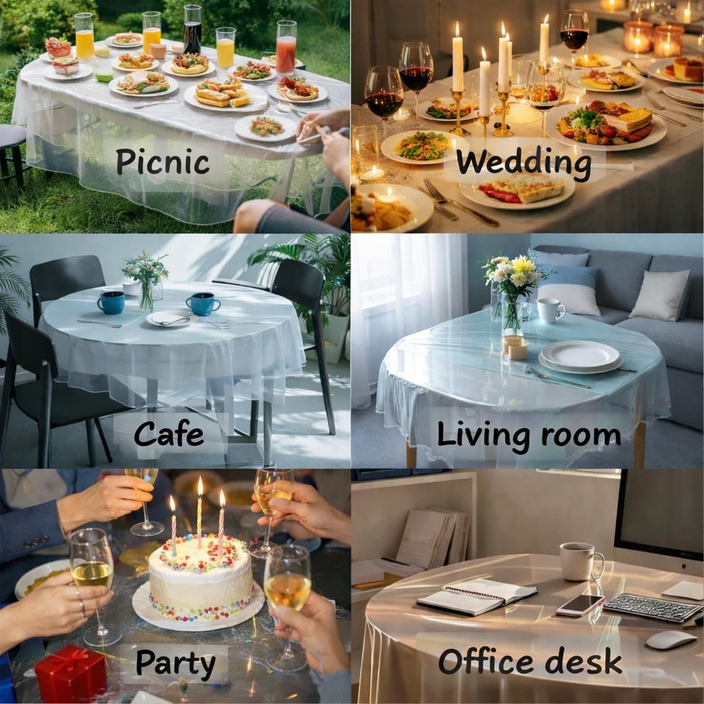 VEXYLOREN Clear Table Cover Protector 60 x 90 in Oblong Plastic Vinyl Tablecloth for 4~6 Seats Table
