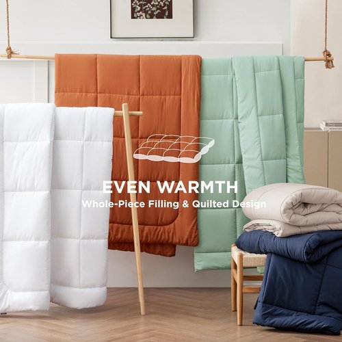 Bedsure Comforter Duvet Insert - Twin Size Quilted Down Alternative Bedding, Cream, 88 x 68 Inches