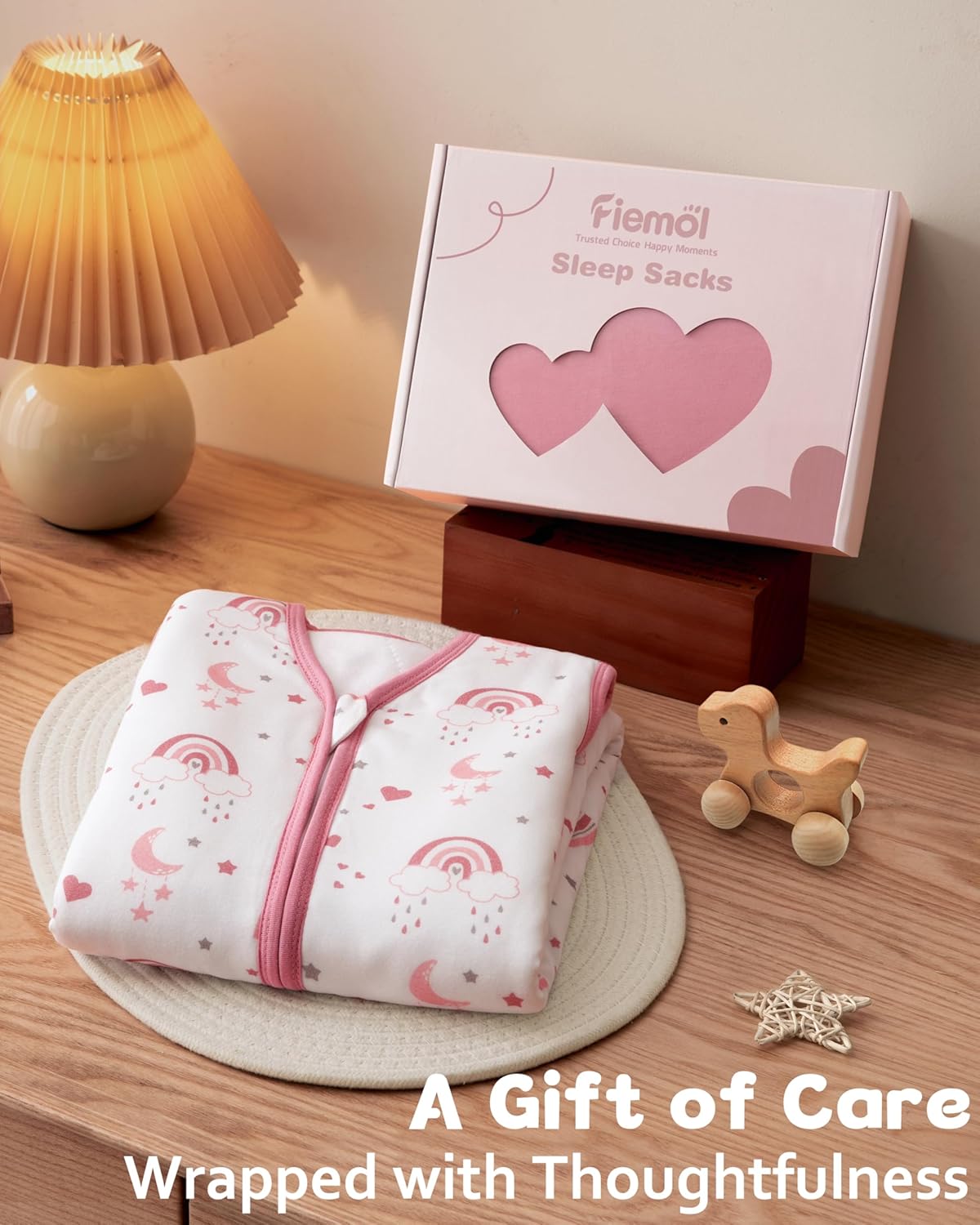 Rayon Made from Bamboo Baby Sleep Sack - Soft 1.0 Tog Wearable Blanket for Infants | 2-Pack Pink Rainbow, 6-12 Months