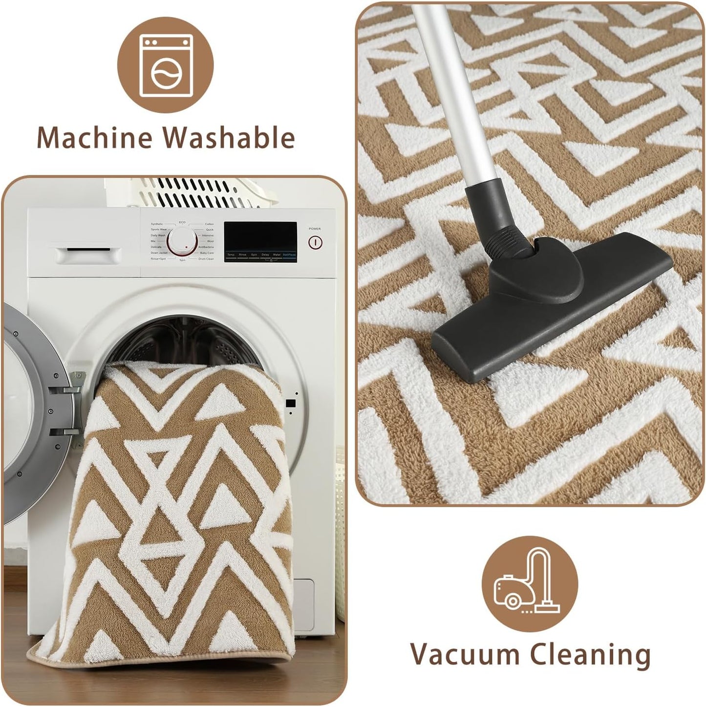 Shaggy Area Rugs Cozy Soft Memory Foam Carpets, 5x8 FT Fluffy Rug for Living Room Bedroom Kids Room Nursery Home Decor, Washable Rugs, Non-Slip Backing Beige White Boys Girls Kids Rug