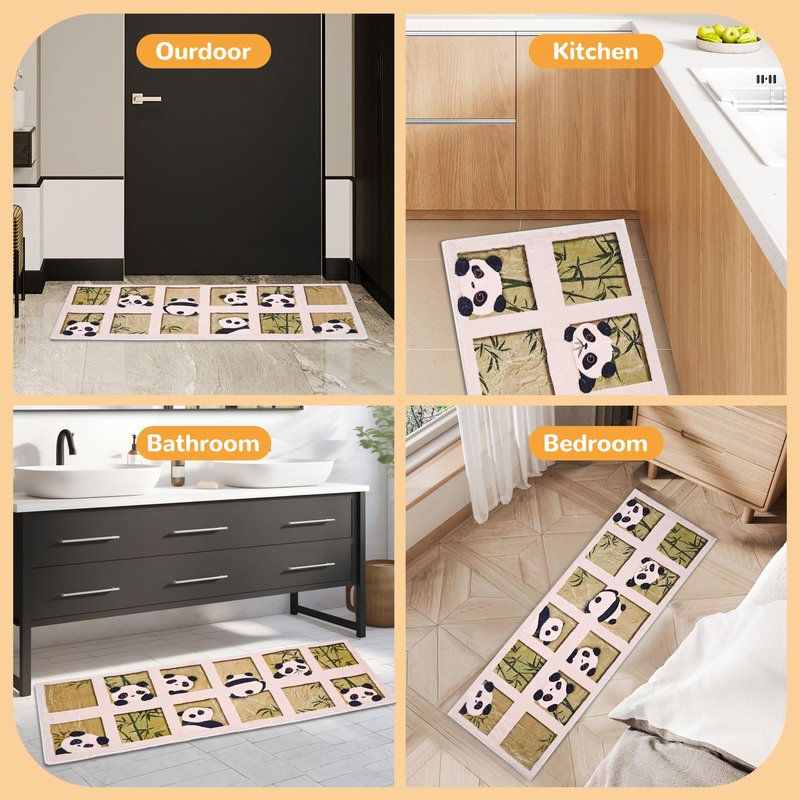 Area Rugs for Bedroom 1.3' X 3.9', Washable Cat Irregular Shaped Rug Cute Carpet Kid Funny Cartoon Rugs, Room Decor Cat Dog Shaped Pet and Children Entryway Rug (G1 Square Panda)