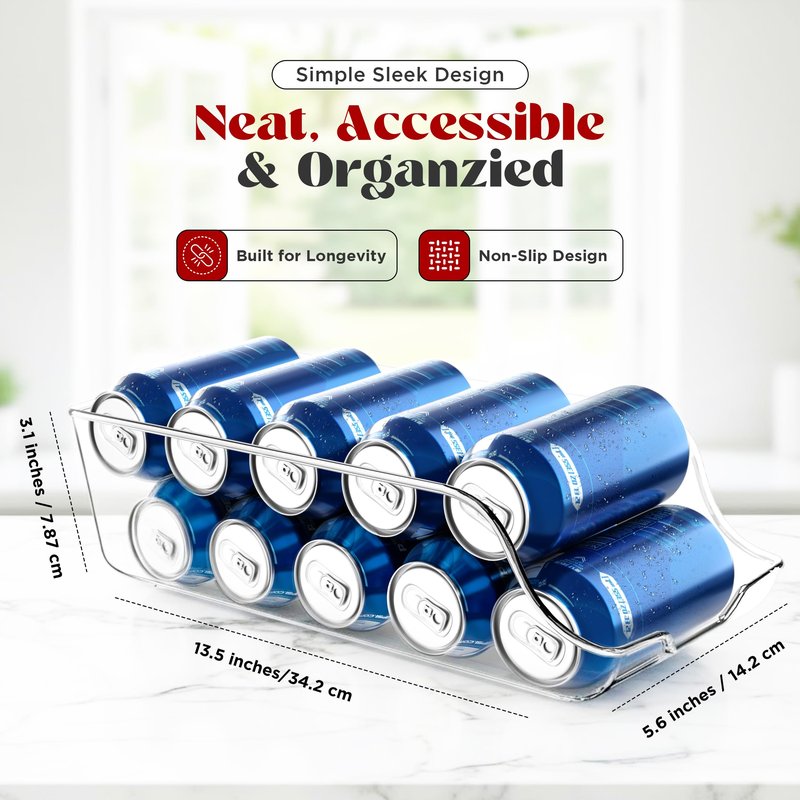 Utopia Kitchen Soda Can Organizer and Dispenser for Refrigerator/Pantry - Durable Can Storage Organizer Fridge & Kitchen Organization - (Clear, Set of 2)
