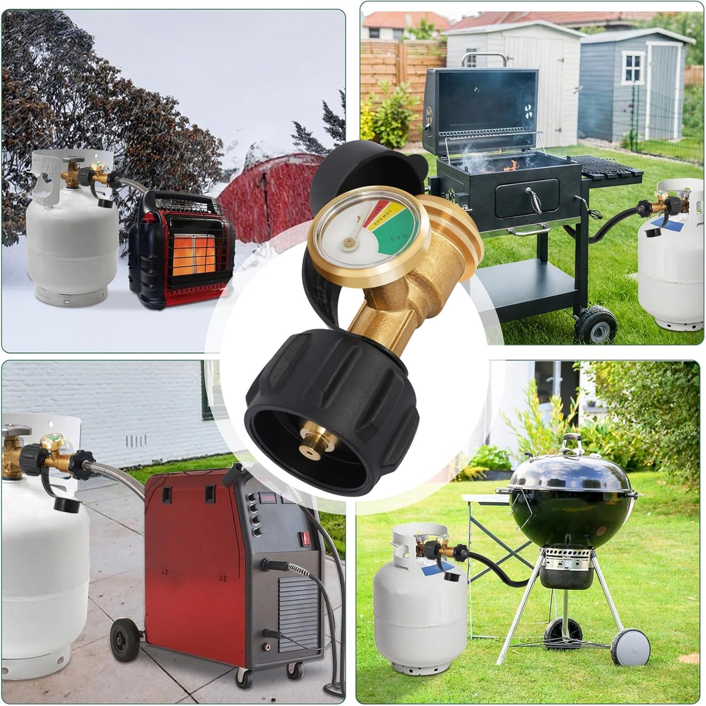 Propane Tank Gauge - Level Indicator & Gas Leak Detector for 5-40lb LP Tanks | Universal BBQ & RV Accessory