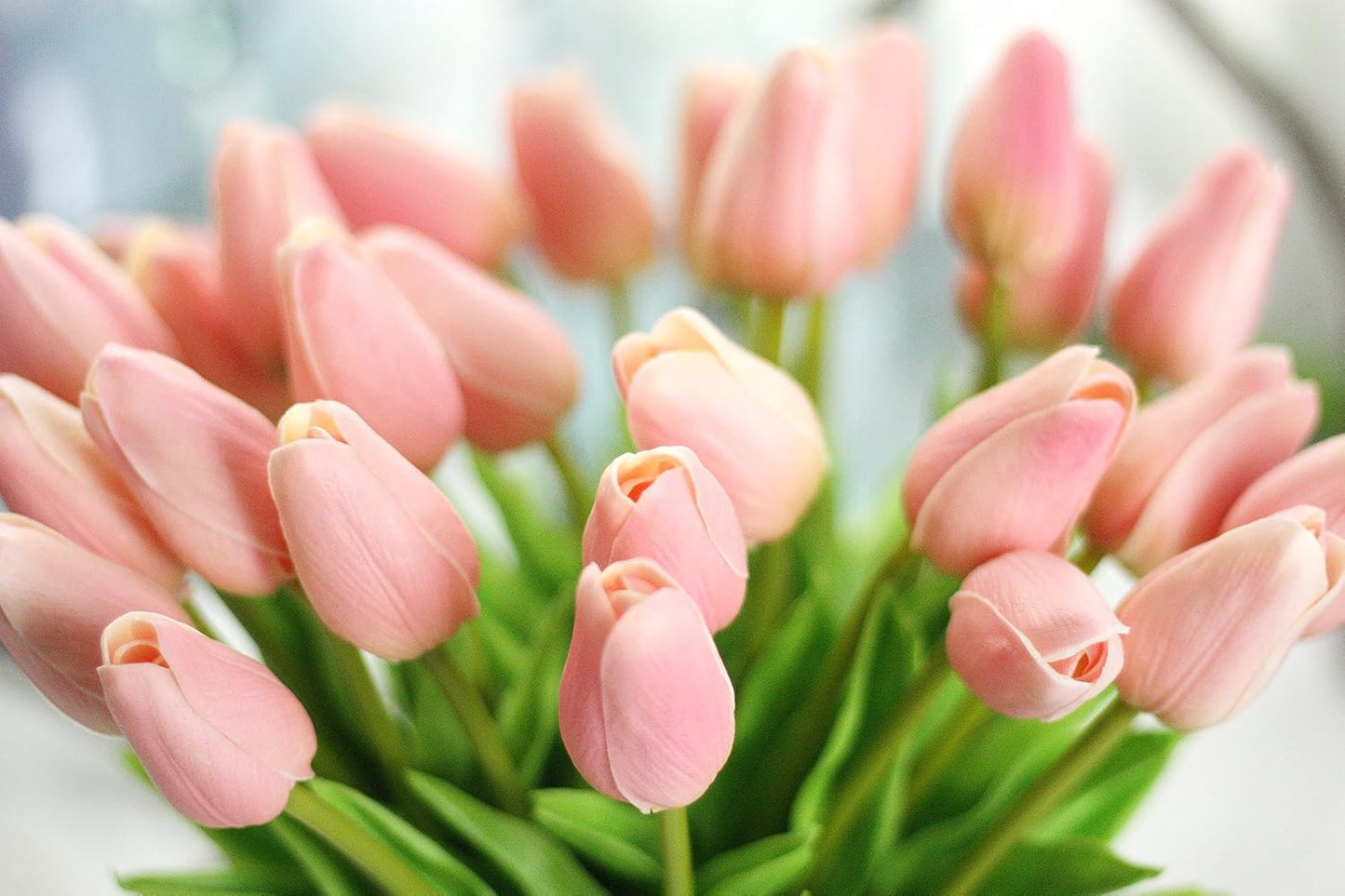 10 Eco-Friendly Light Pink Holland Tulip Artificial Flowers - Realistic Latex Decor for Christmas & Parties