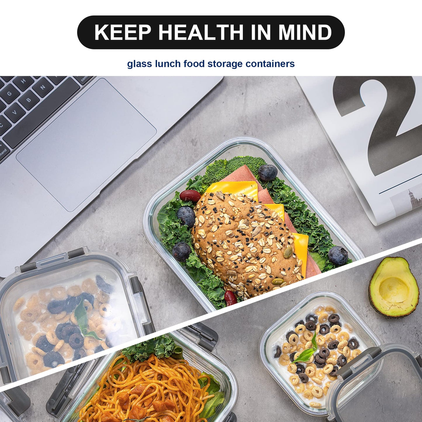 coccot Glass Food Storage Containers with Lids Airtight, Glass Meal Prep Containers for Lunch, Glass Container Set, BPA Free(20 Pieces)
