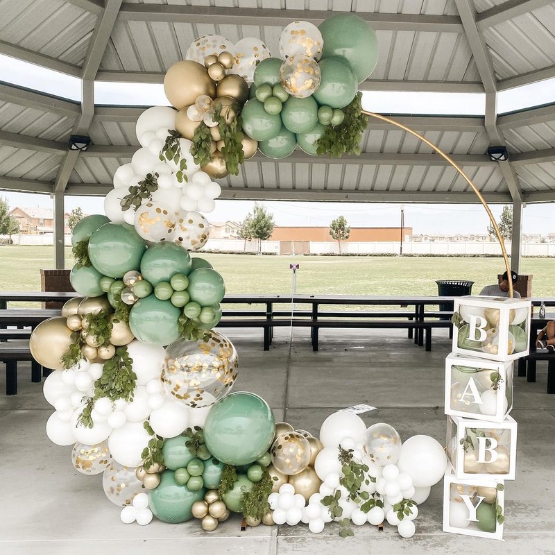 JZCZOEB White Double Stuffed Balloons Different Size 115Pcs 5/10/12/18" White Balloon Arch Garland kit for Birthday Baby Shower Bridal Shower Gender Reveal Wedding Theme Party