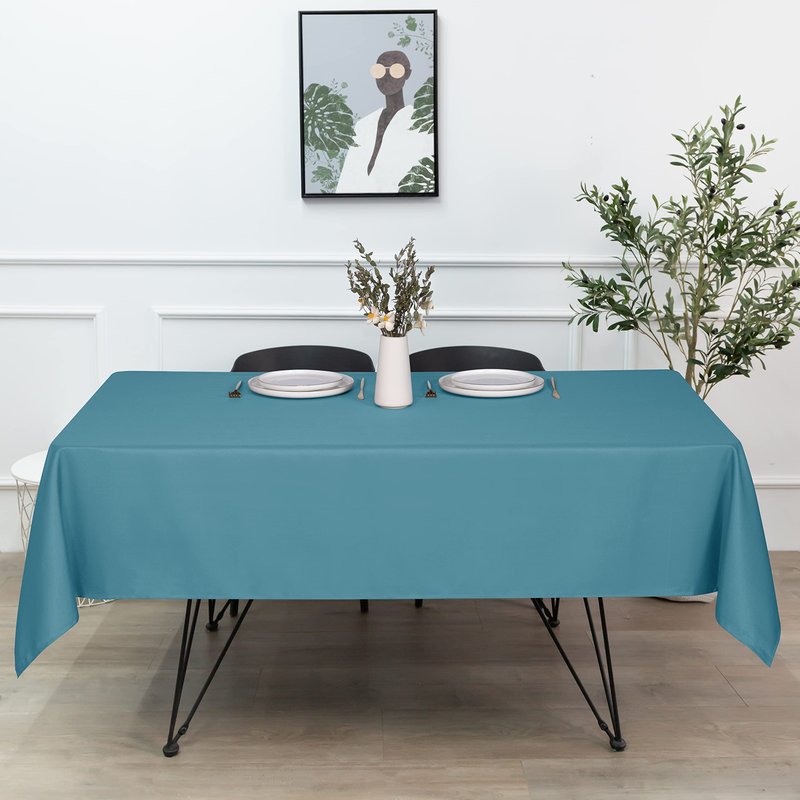 sancua Rectangle Tablecloth - 60 x 102 Inch - Stain and Wrinkle Resistant Washable Polyester Table Cloth, Decorative Fabric Table Cover for Dining Tables, Buffet Parties and Camping, Teal