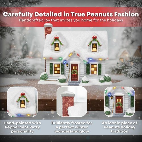 Department 56 Peanuts Christmas Village Peppermint Patty House - Lighted Ceramic Holiday Display, 7.05”