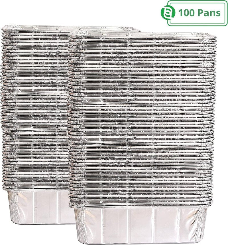 PARTY BARGAINS 2 lb Loaf Pans Disposable Aluminum Bread Tins, 100 Pack – Heavy-Duty Oven-Safe Bakeware (Max 240°C) for Bread Loaf, Meatloaf, Cakes, Parties & Events