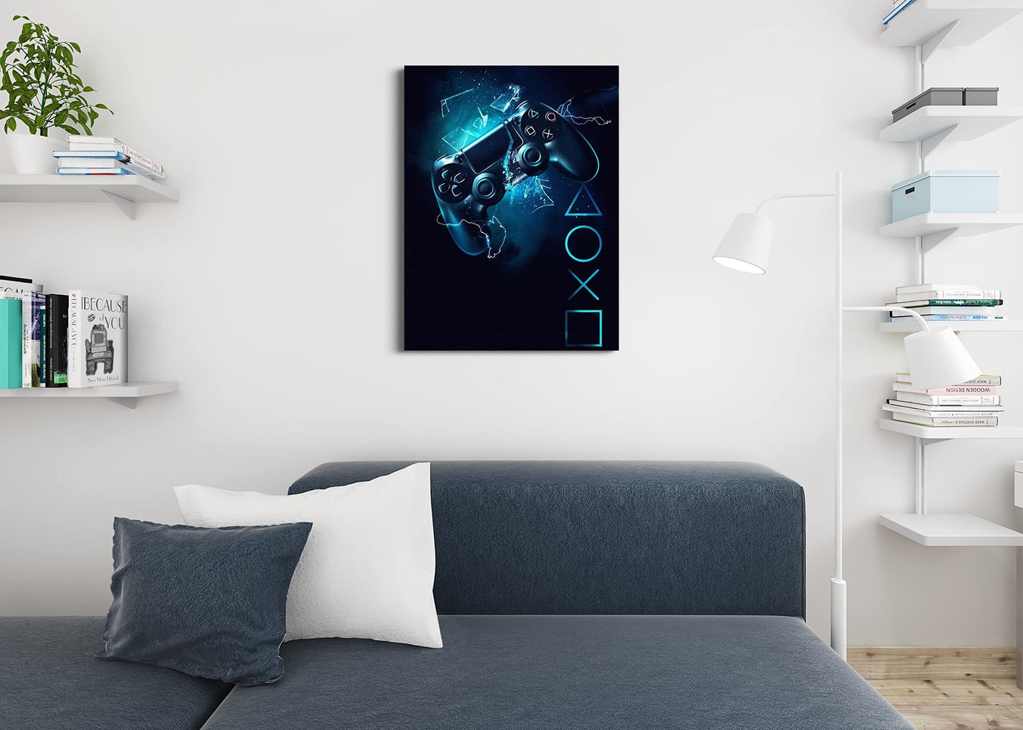 Gamer Canvas Wall Art Framed Gaming Poster Prints Video Game Bedroom Decor Gaming Room Wall Decor for Teen Boys Ready to Hang - 12x16 Inch