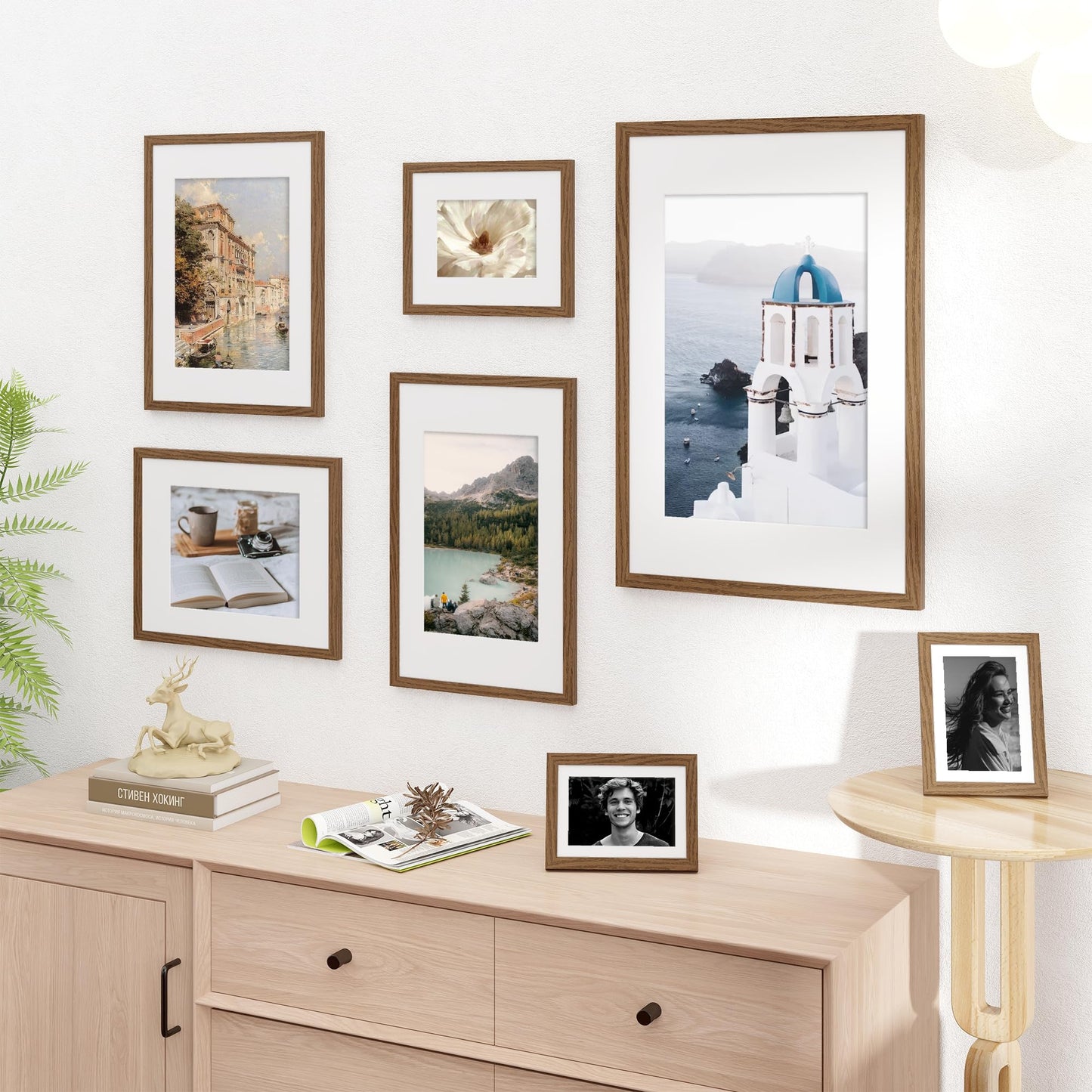 Acovy 16x16 Picture Frame, 16x16 Square Picture Frame for Wall, 16x16 Frame Matted to 12x12, 16x16 Photo Frame with High Definition Plexiglass (Walnut, 1 Pack)
